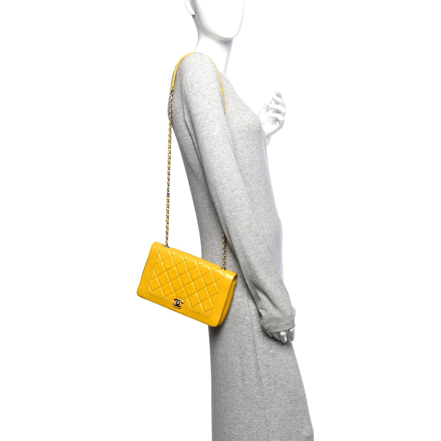 Chanel Shiny Aged Calfskin Quilted Flap Yellow