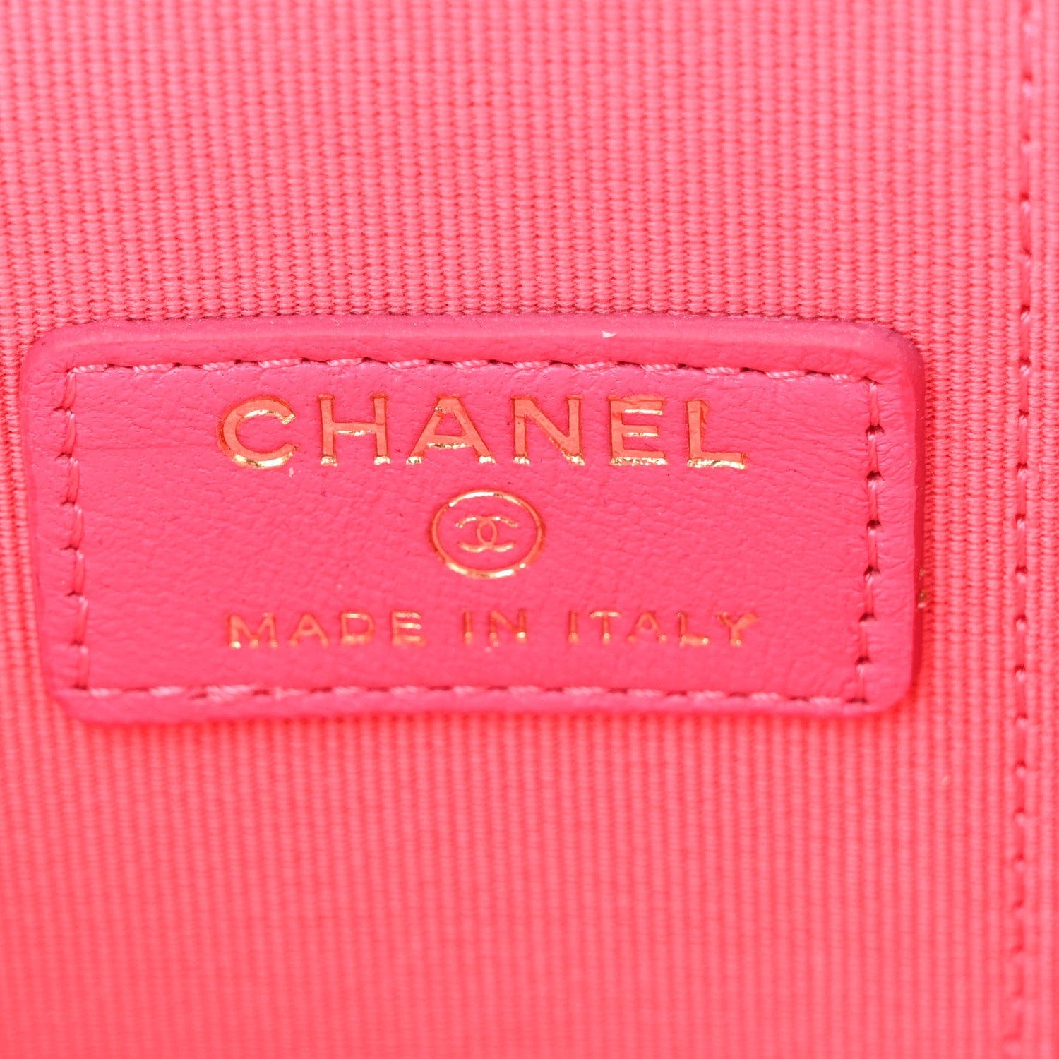 Chanel Lambskin Quilted Mini Vanity Case With Pearl Chain Pink