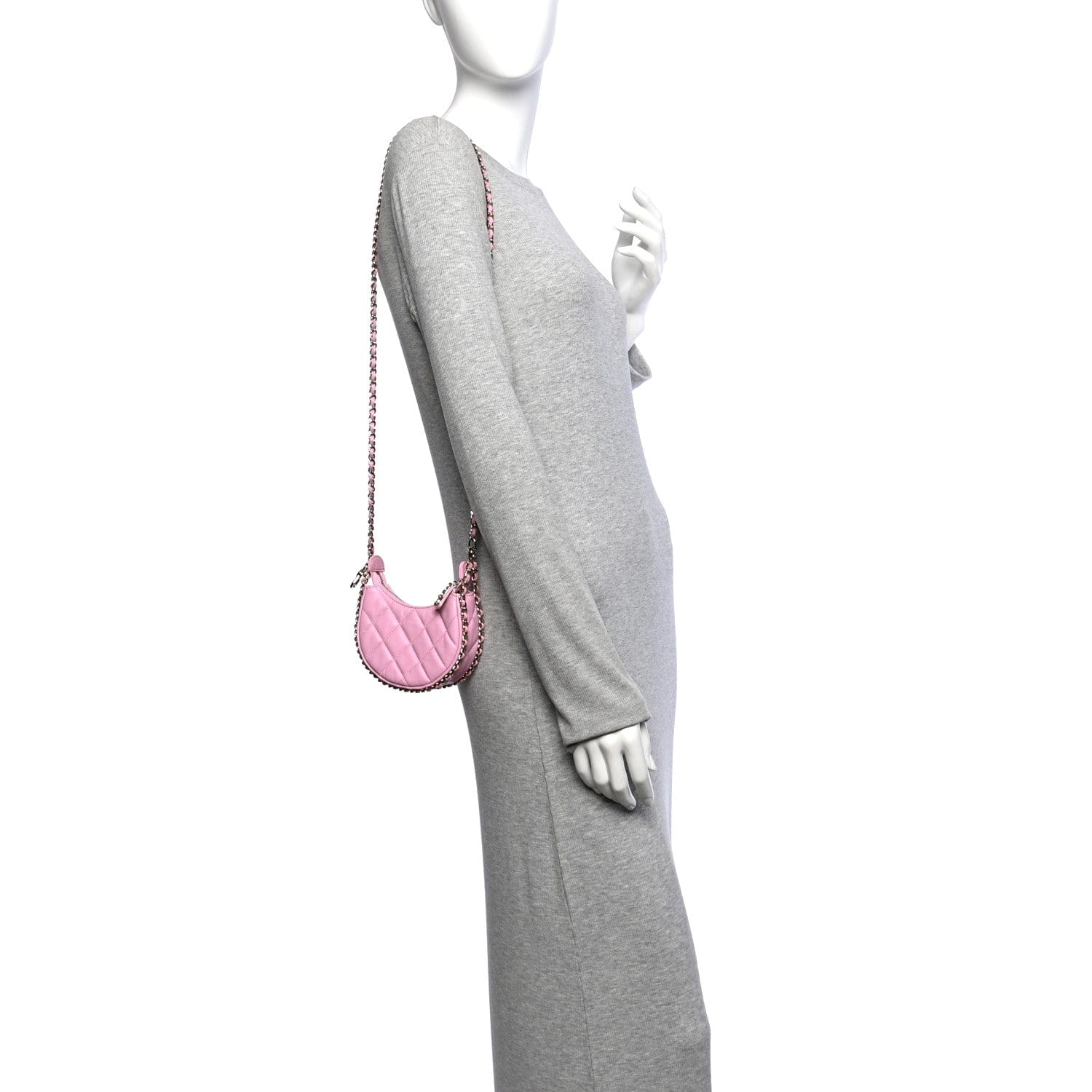 Chanel Lambskin Quilted Mini Chain Around Hobo Pink