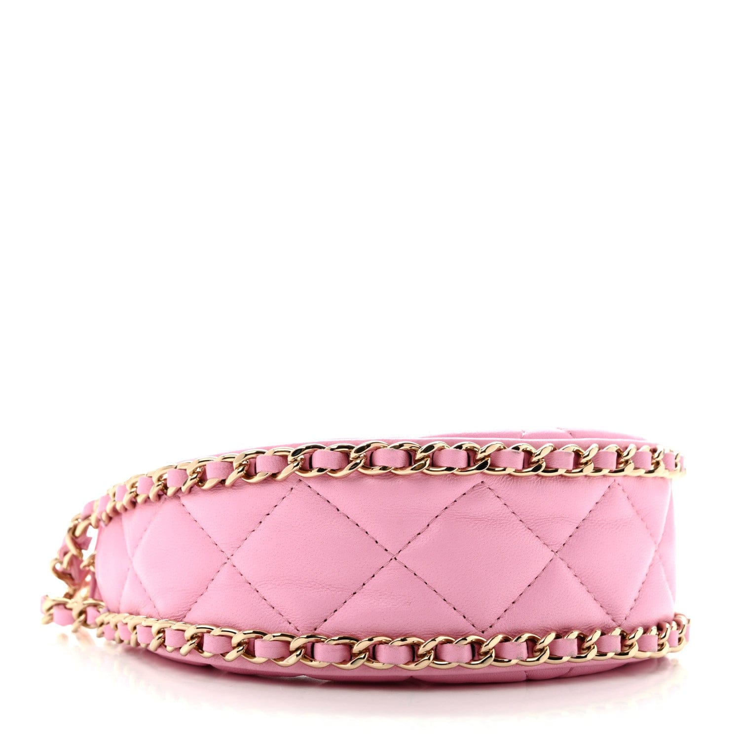 Chanel Lambskin Quilted Mini Chain Around Hobo Pink
