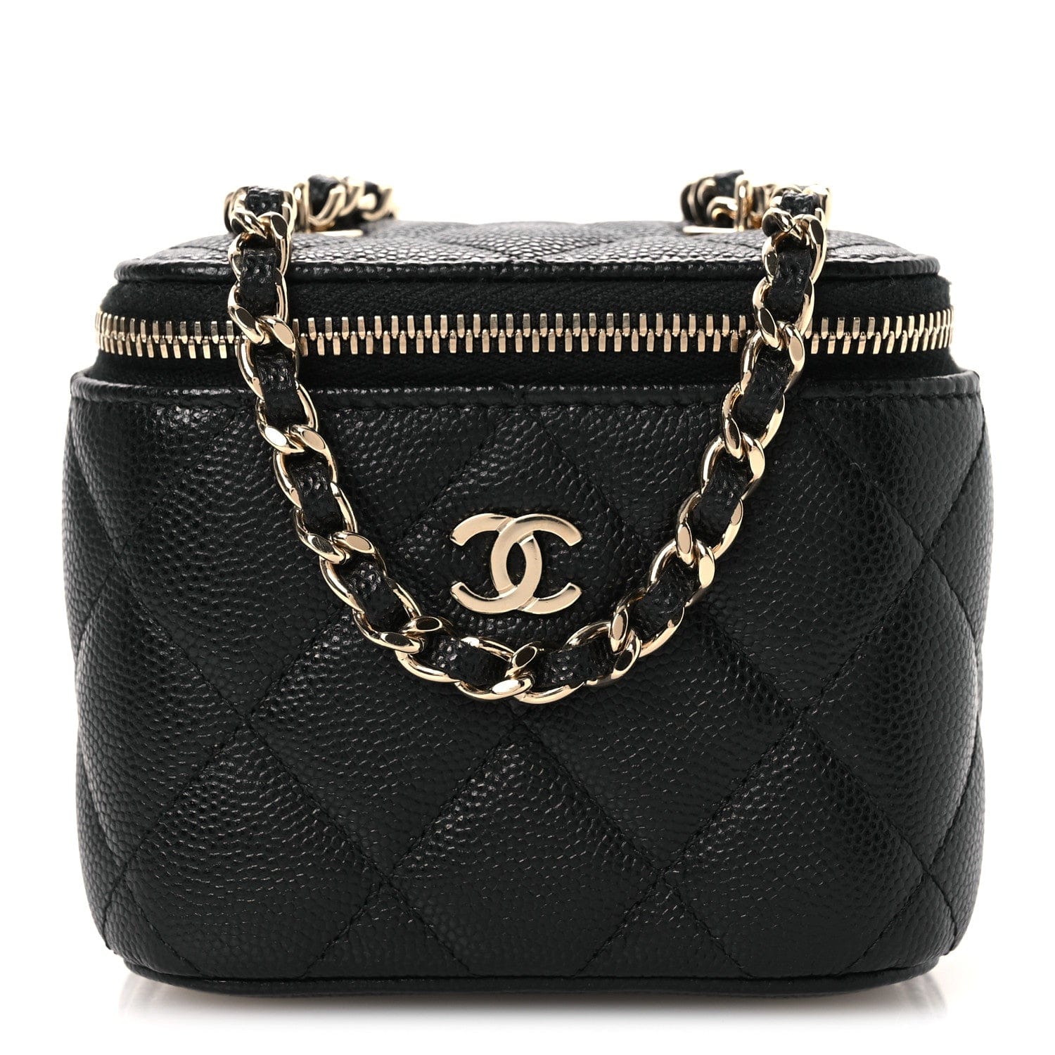 Chanel Caviar Quilted Mini Vanity Case With Chain Black