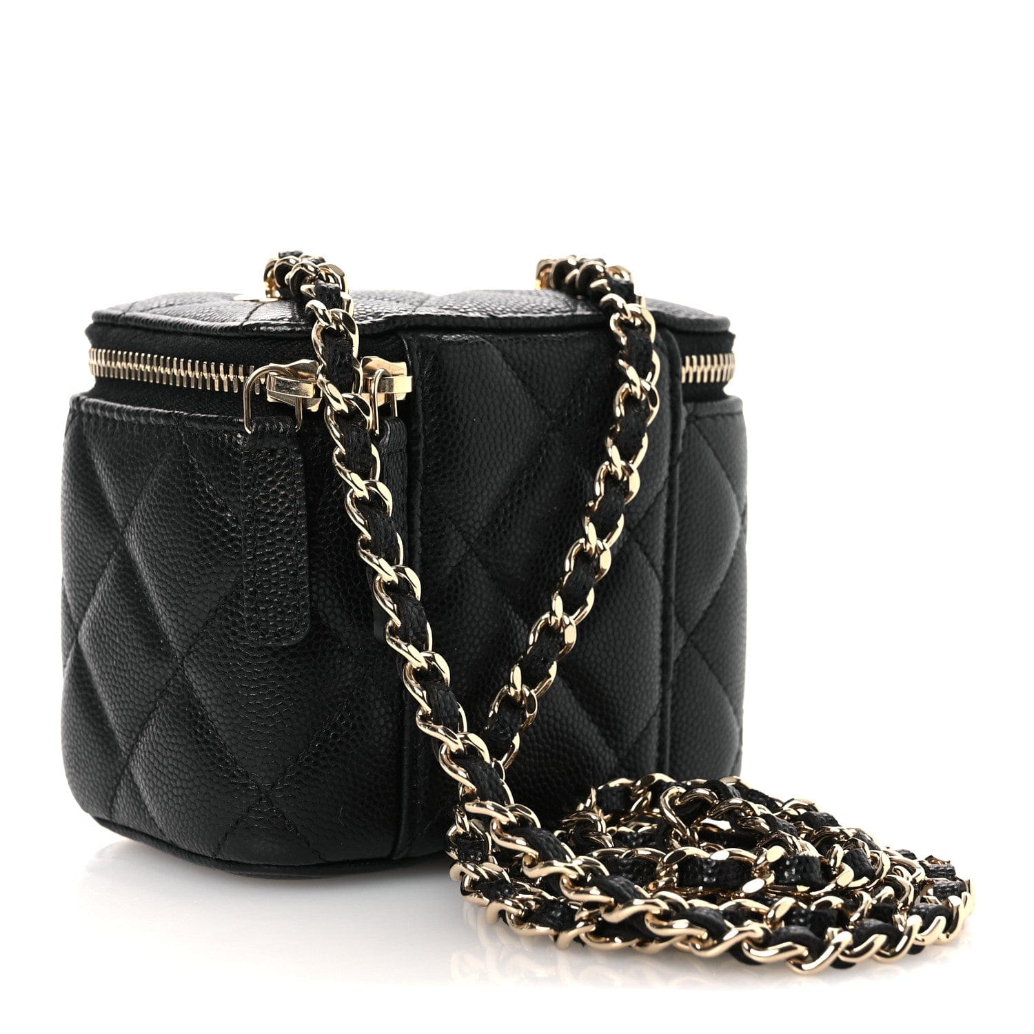 Chanel Caviar Quilted Mini Vanity Case With Chain Black