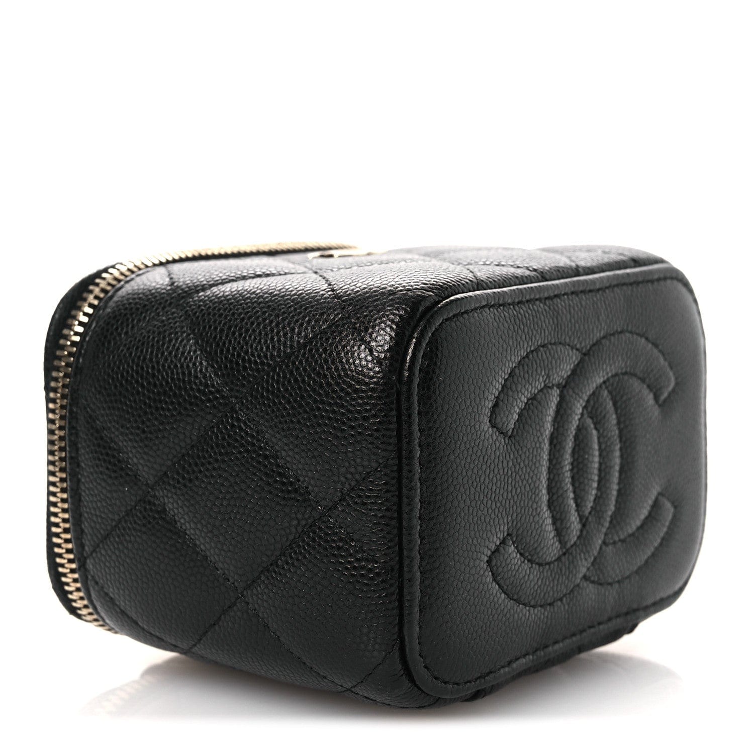 Chanel Caviar Quilted Mini Vanity Case With Chain Black