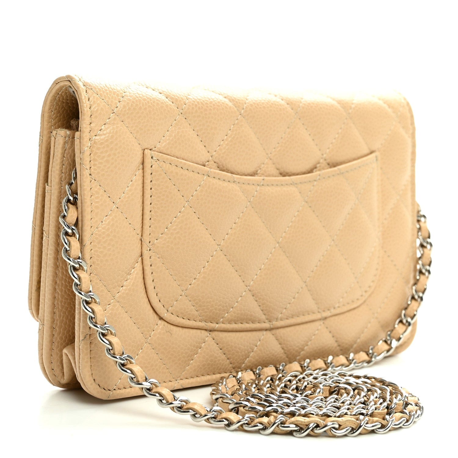 Chanel Caviar Quilted Wallet on Chain WOC Beige