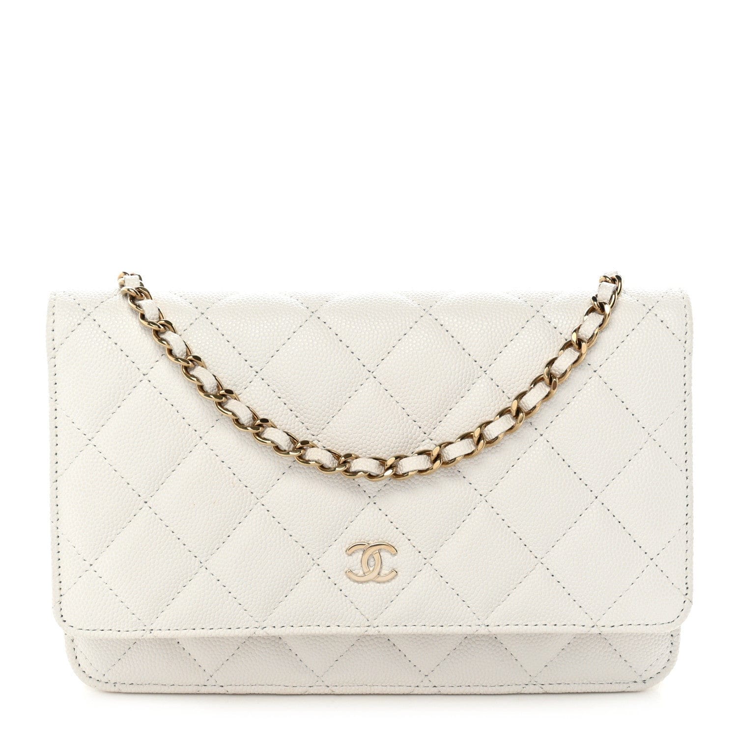 Chanel Caviar Quilted Wallet on Chain WOC White