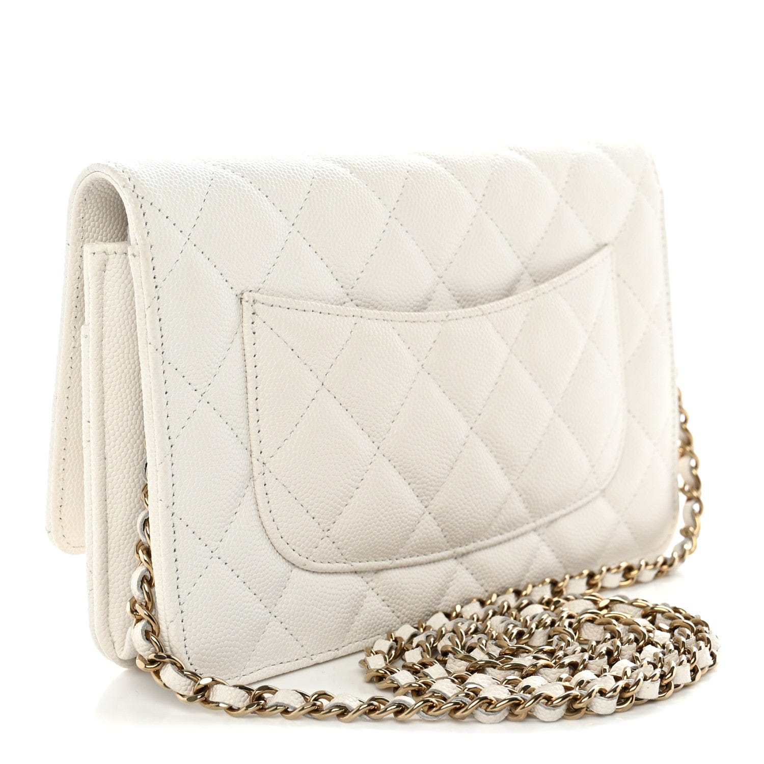 Chanel Caviar Quilted Wallet on Chain WOC White