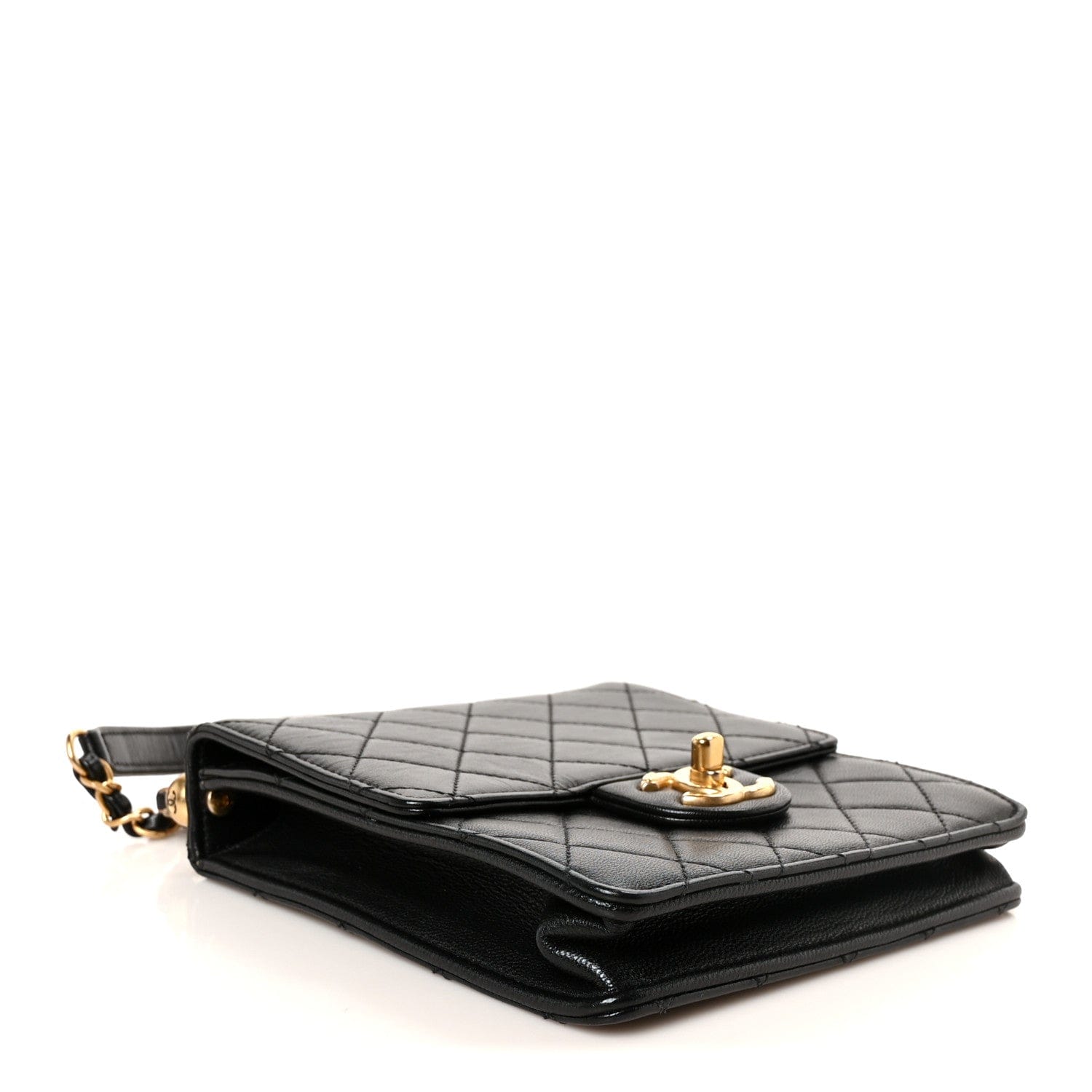 Chanel Goatskin Quilted Chic Pearls Flap Black