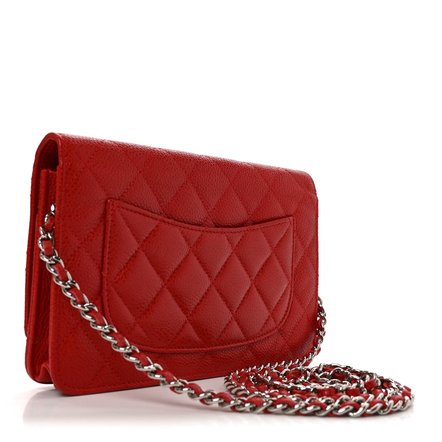Chanel Caviar Quilted Wallet on Chain WOC Red