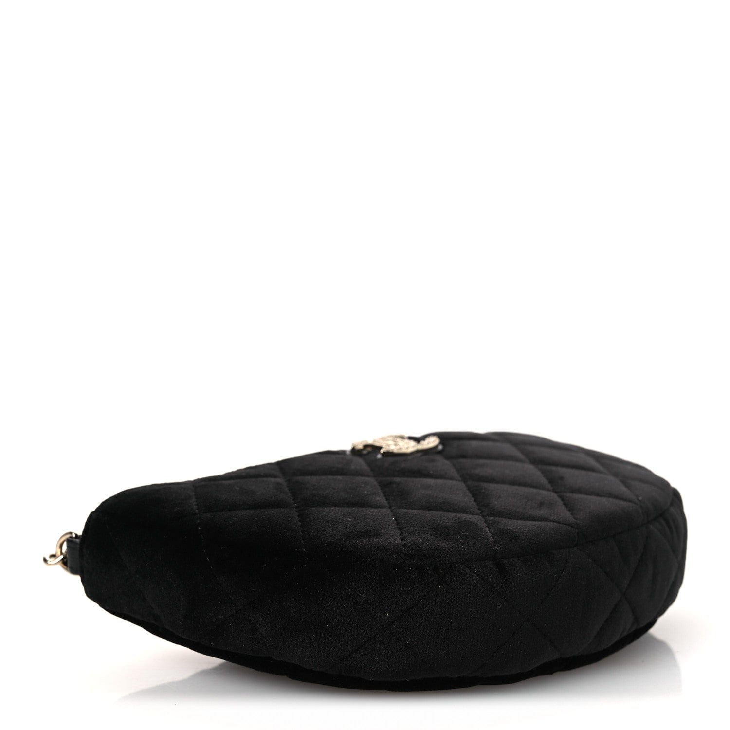 Chanel Velvet Crystal Quilted Chain Hobo Black