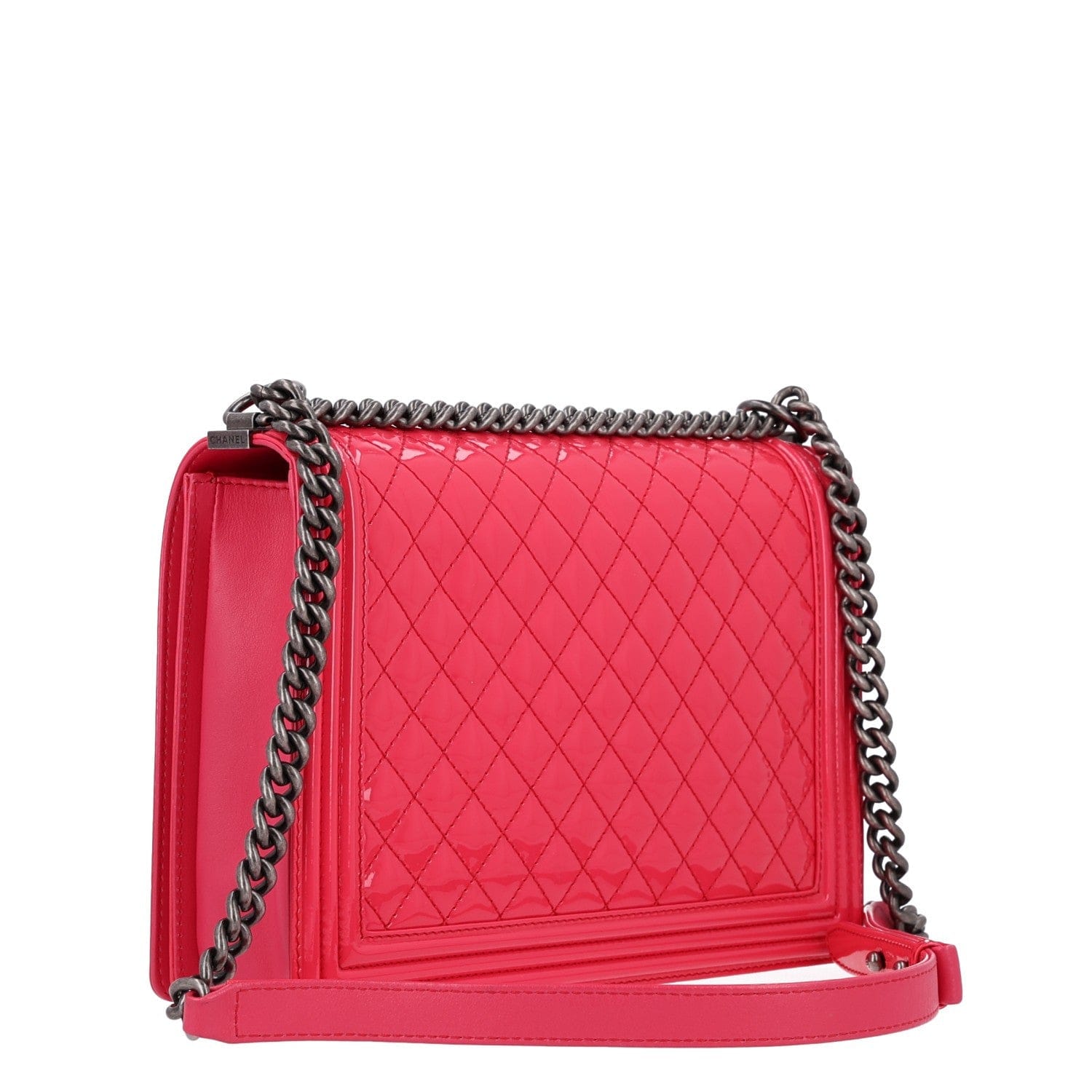 Chanel Patent Quilted Large Boy Flap Pink