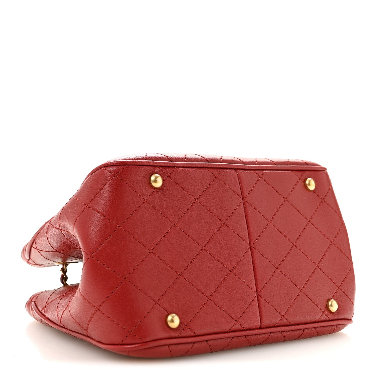 Chanel Calfskin Stitched Small Egyptian Amulet Drawstring Bag Red