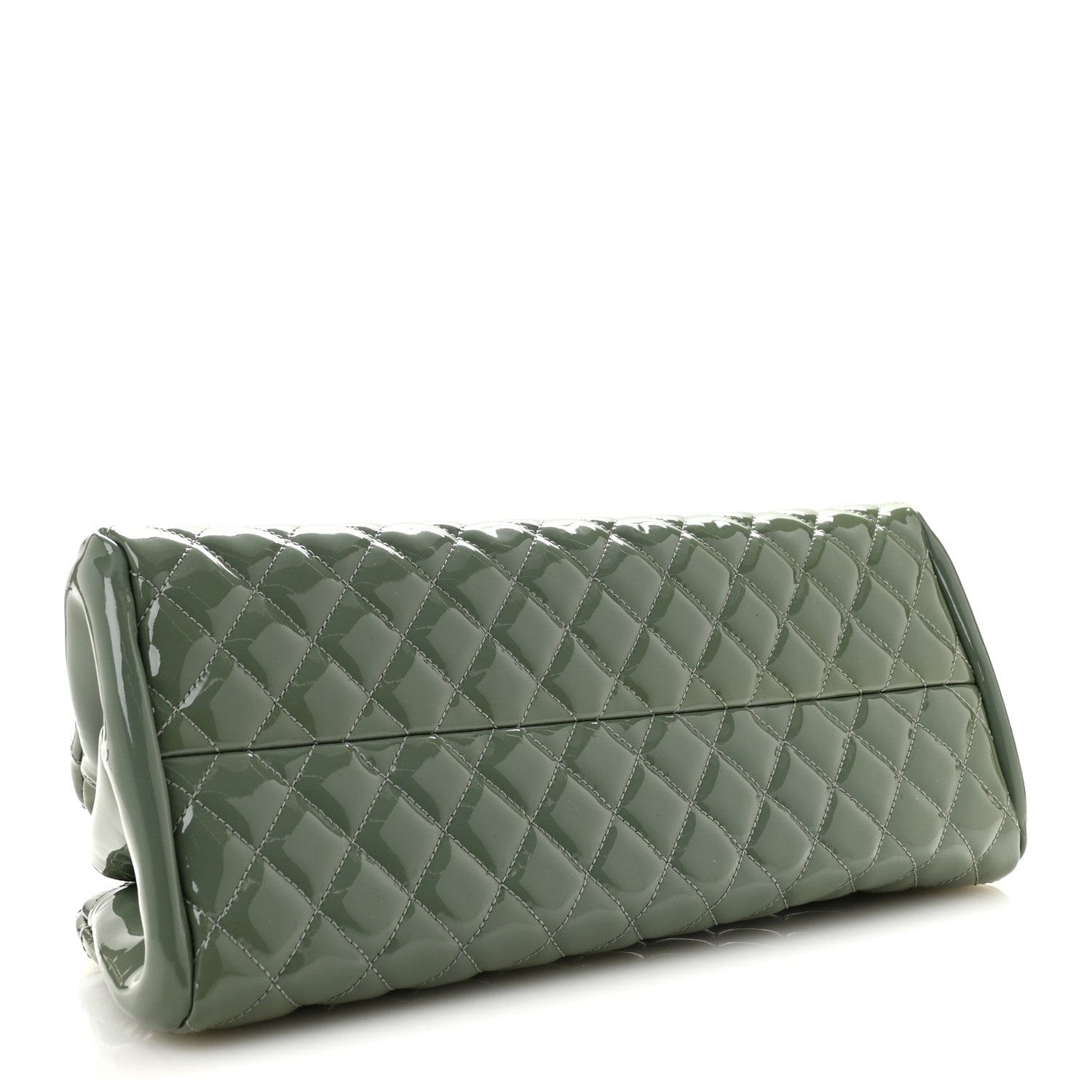 Chanel Patent Quilted Medium Just Mademoiselle Bowling Bag Light Khaki