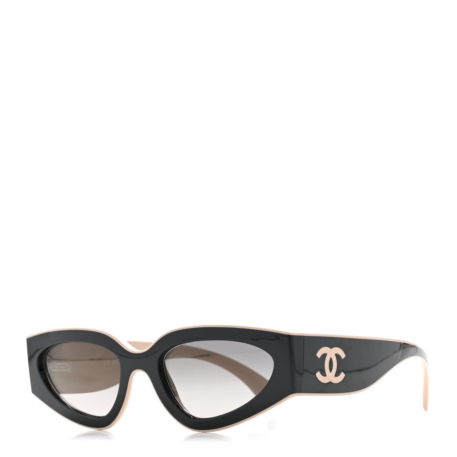 Chanel Acetate Cat Eye Sunglasses 6056 Black Beige