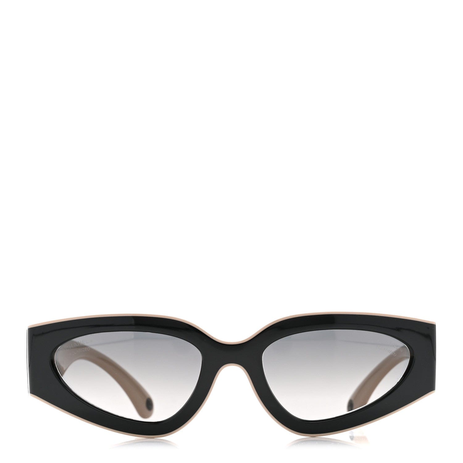 Chanel Acetate Cat Eye Sunglasses 6056 Black Beige
