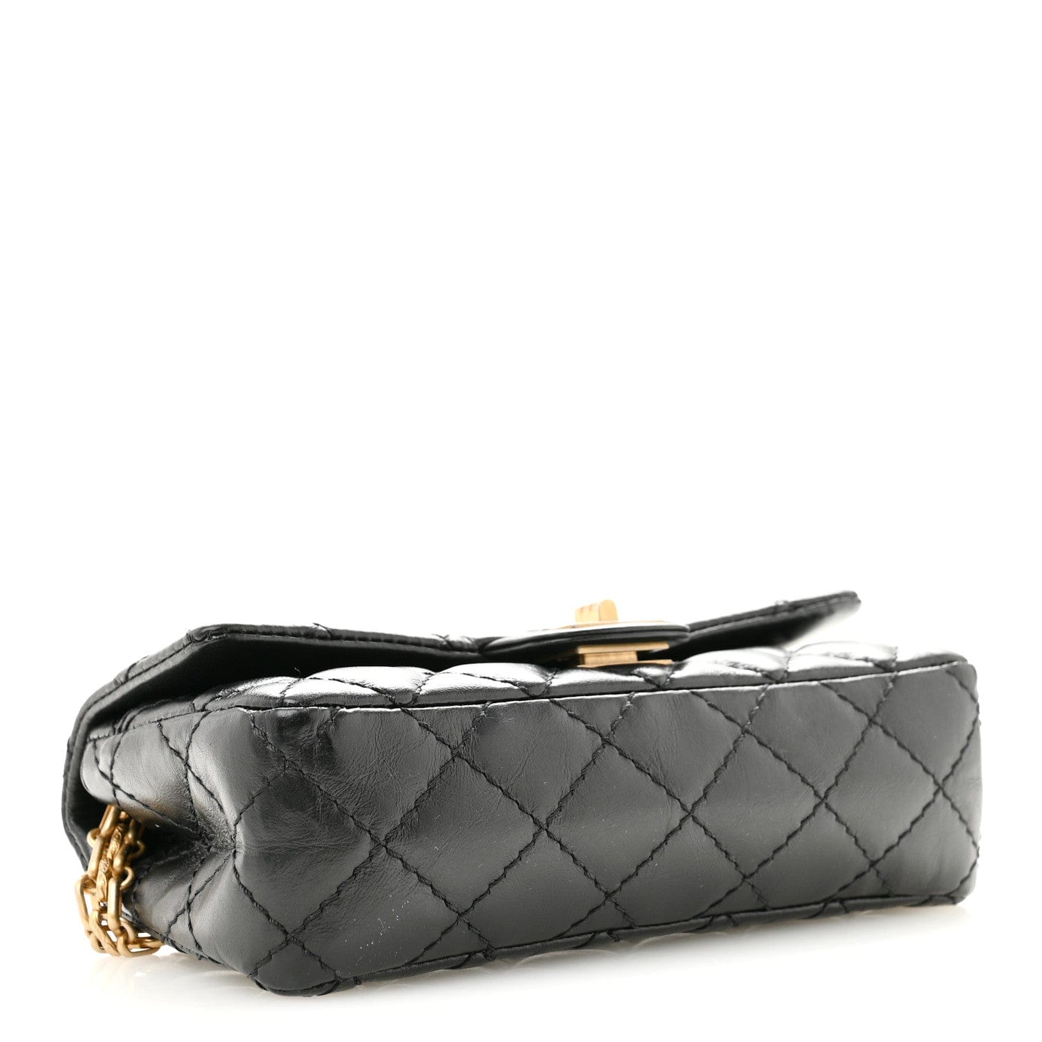 Chanel Aged Calfskin Quilted 2.55 Reissue Chain Waist Bag Black