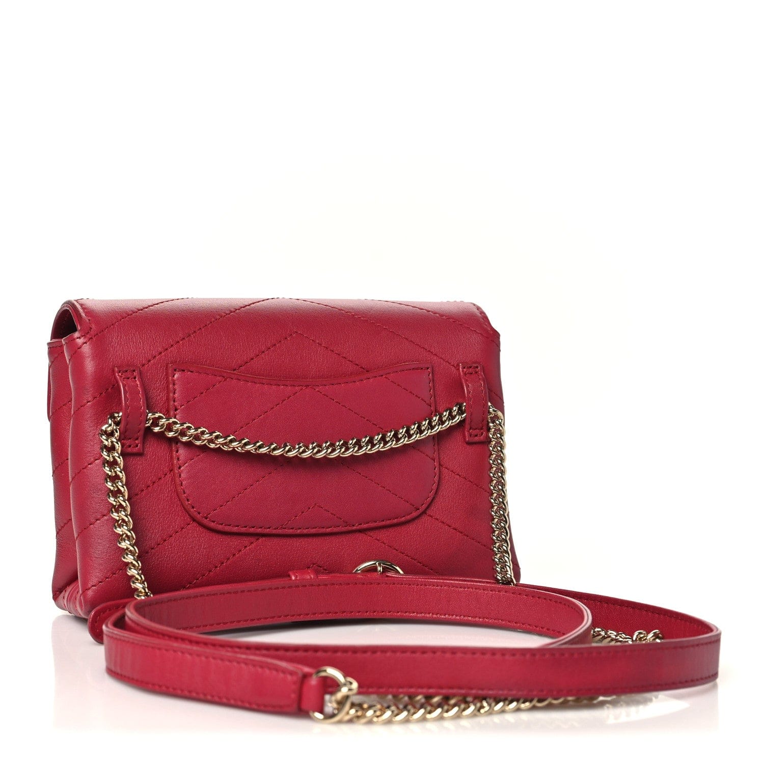Chanel Calfskin Chevron Stitched Coco Waist Bag Red
