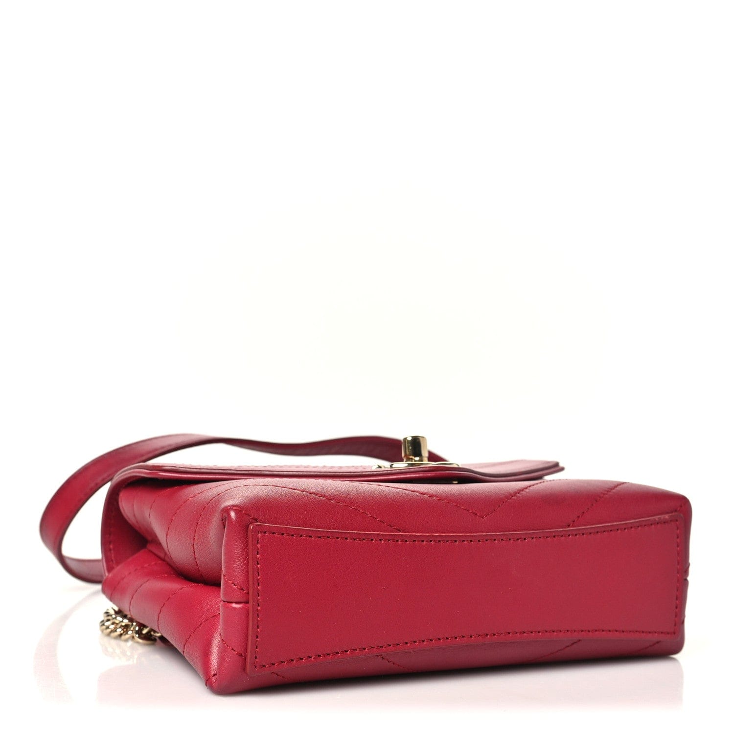 Chanel Calfskin Chevron Stitched Coco Waist Bag Red