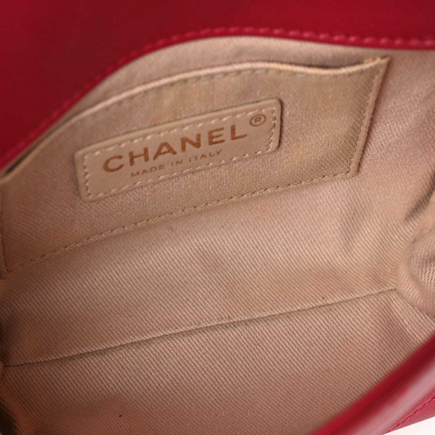 Chanel Calfskin Chevron Stitched Coco Waist Bag Red