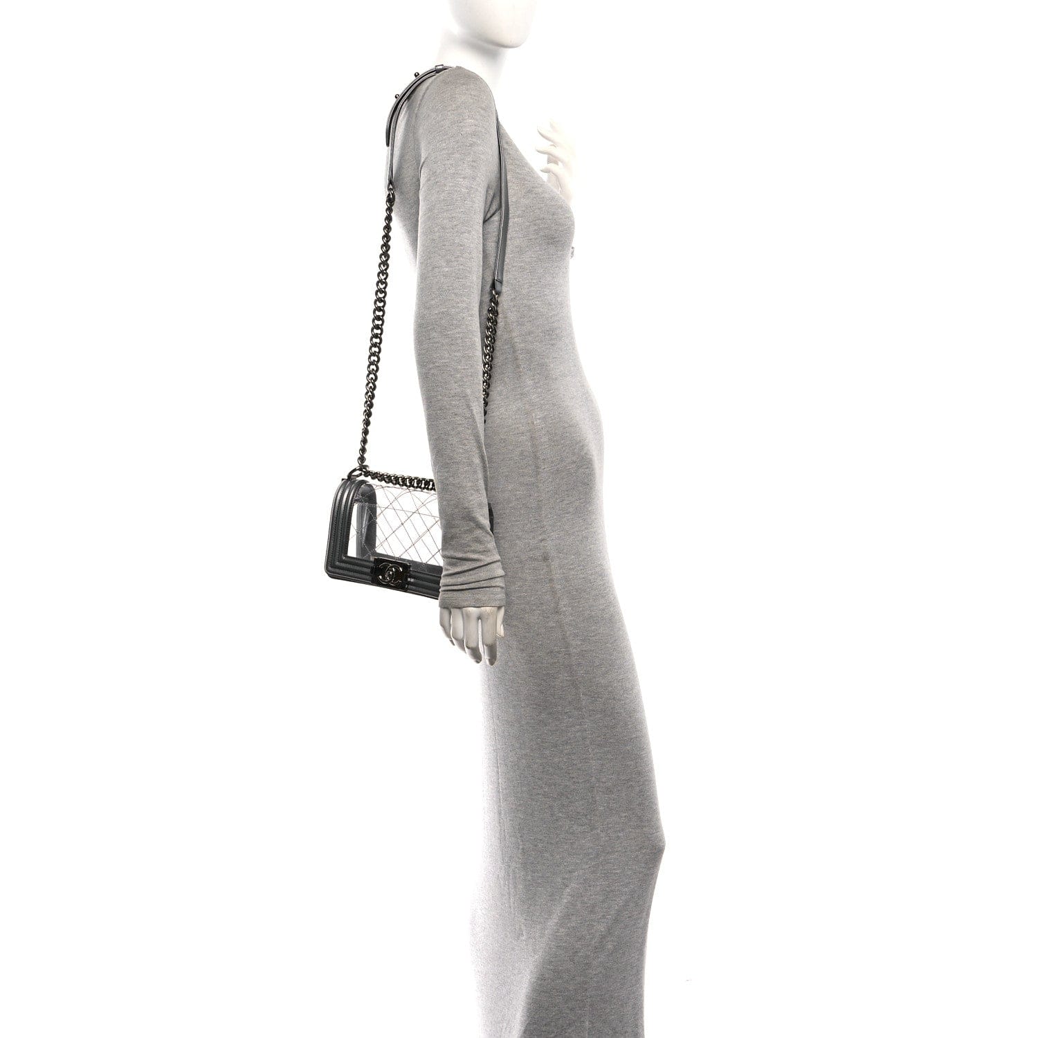 Chanel Metallic Lambskin PVC Quilted Small Boy Flap Silver