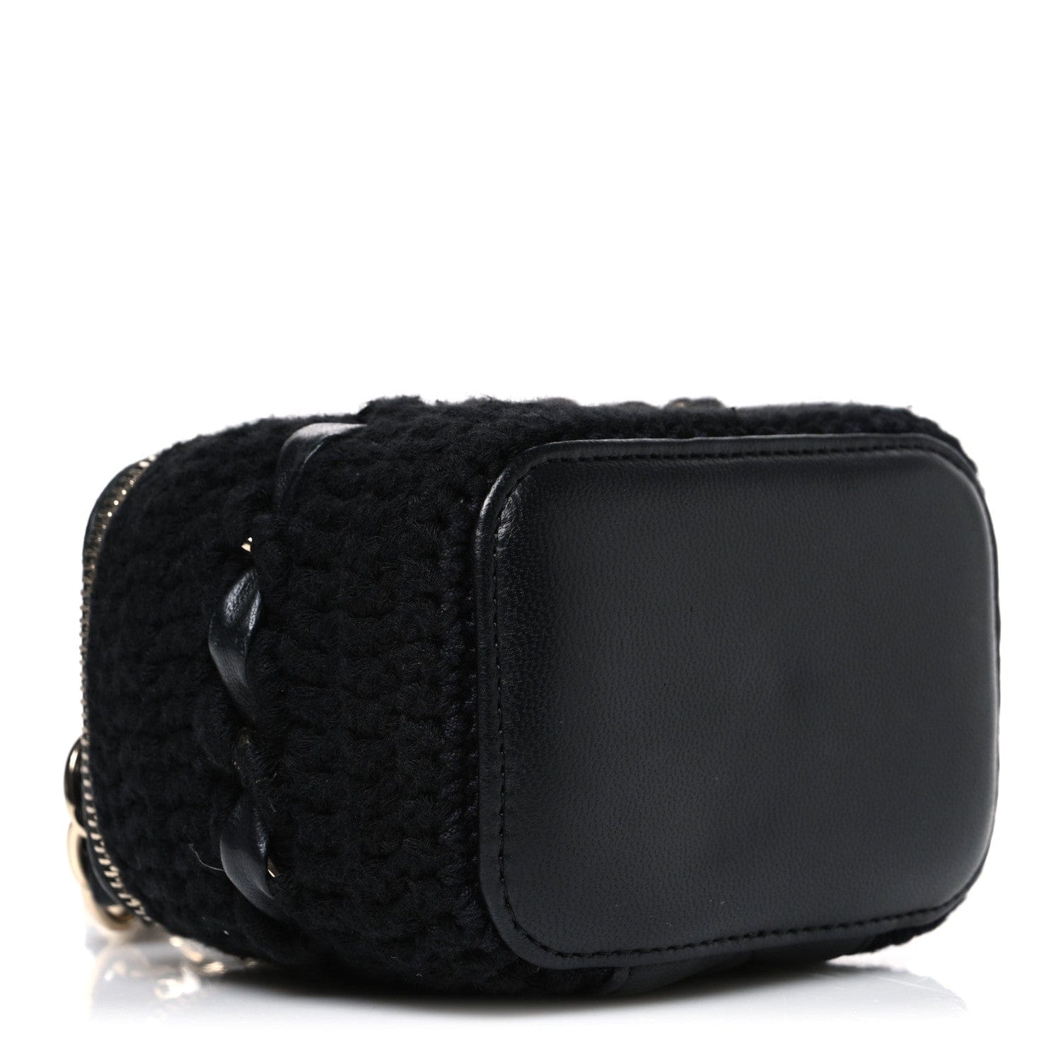 Chanel Lambskin Crochet Quilted Mini Vanity Case With Chain Black