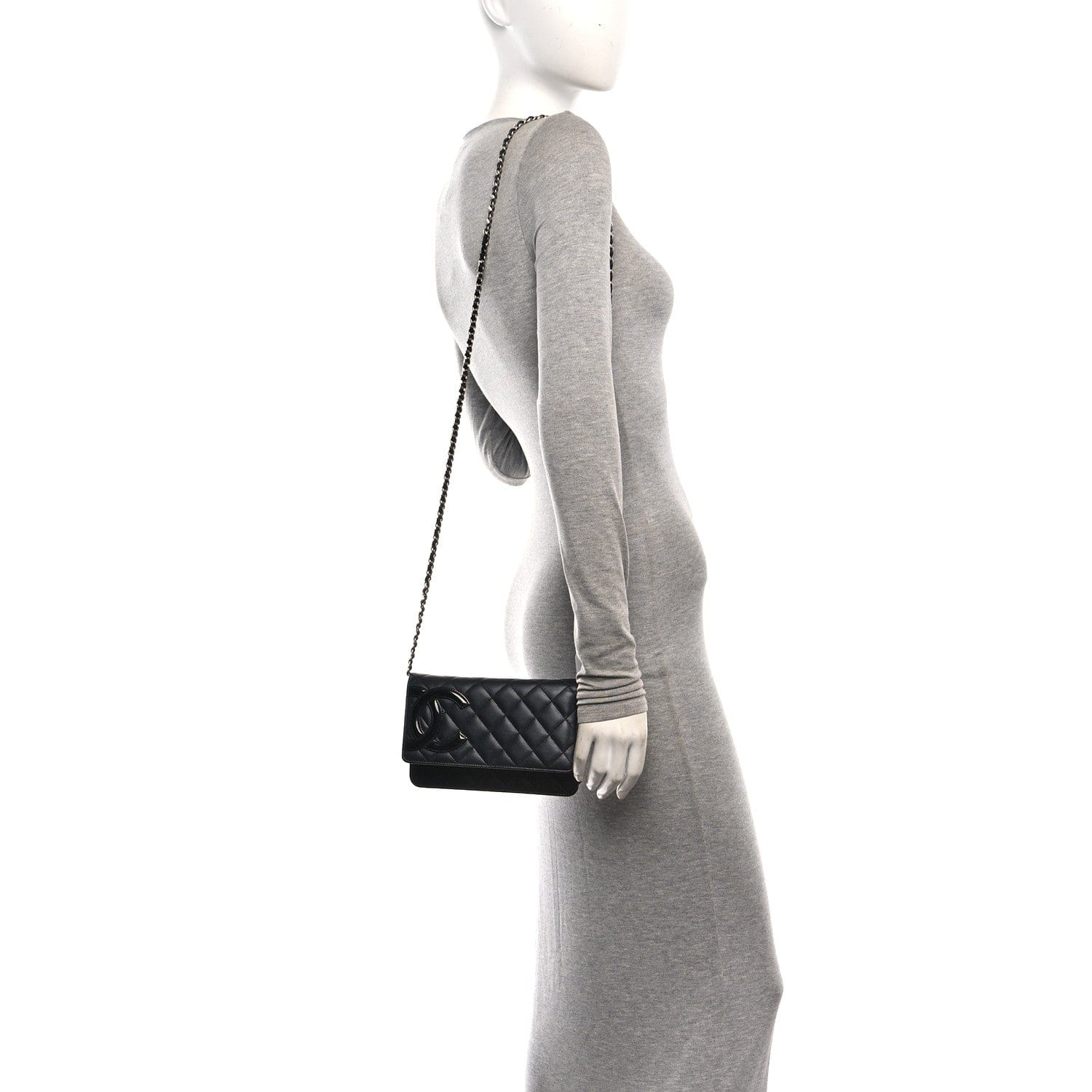 Chanel Calfskin Quilted Cambon Wallet on Chain WOC Black