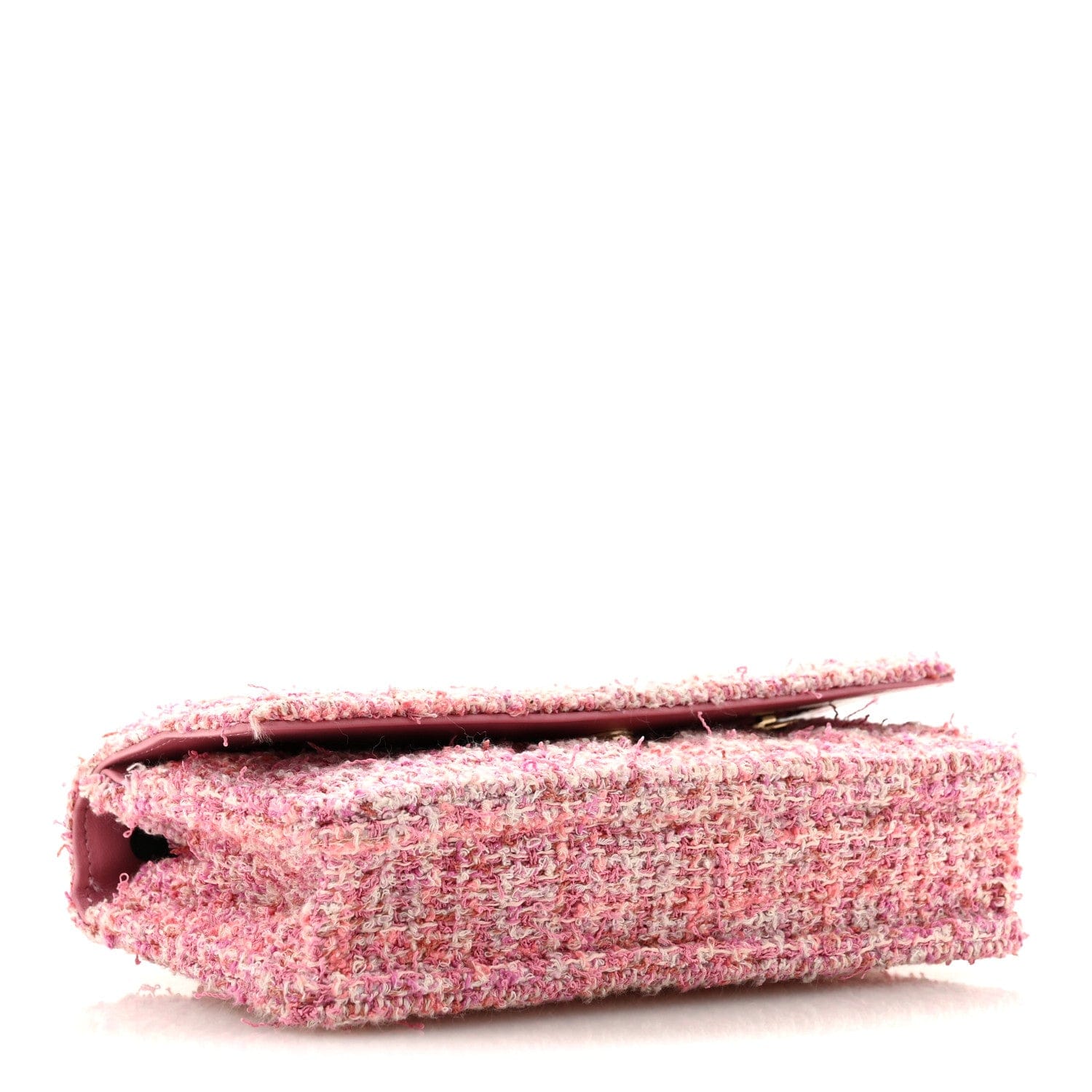 Chanel Tweed Quilted Wallet On Chain WOC Pink