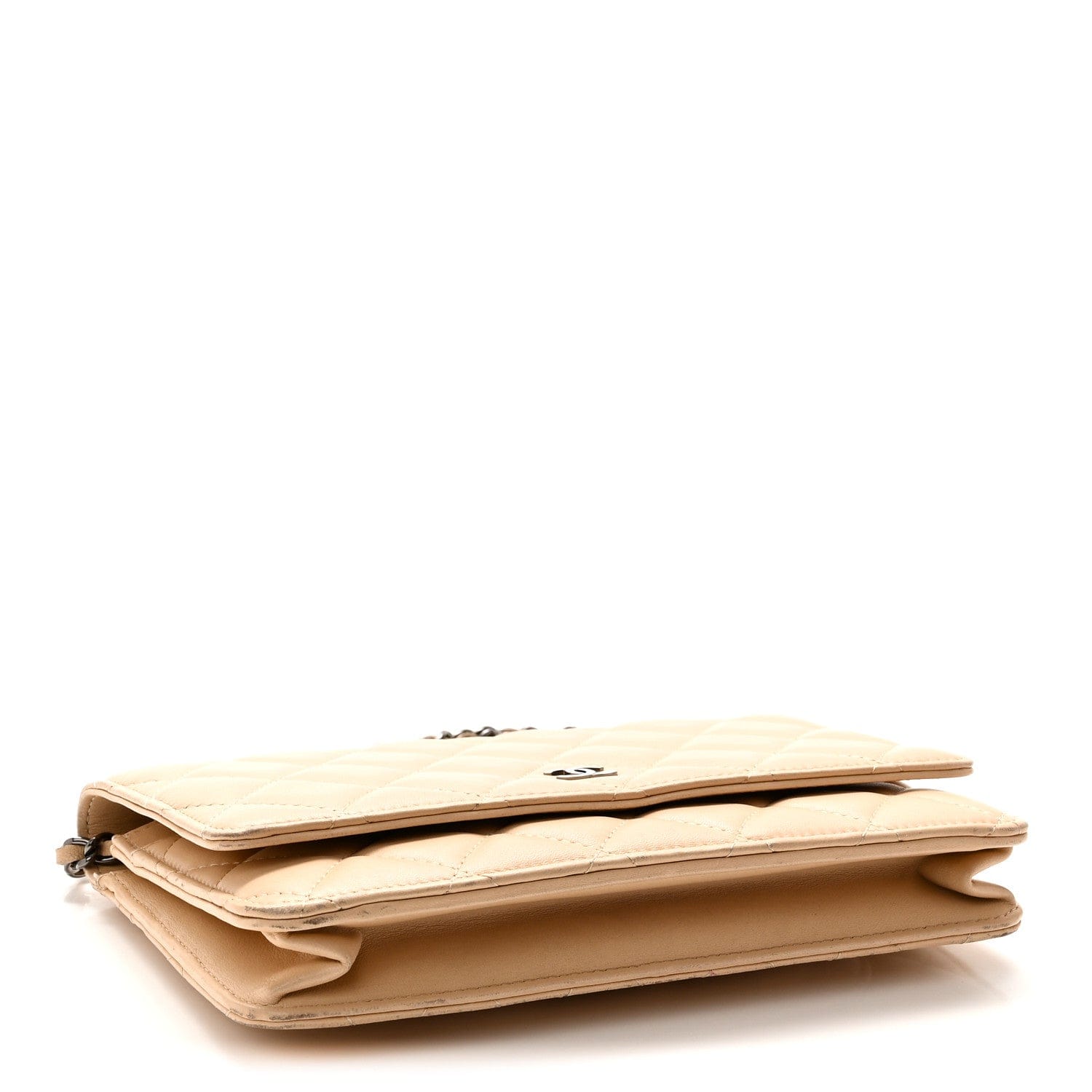 Chanel Lambskin Quilted Wallet On Chain WOC Beige