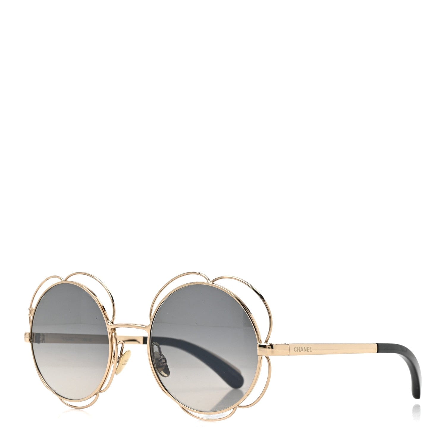 Chanel Metal Round Camellia Sunglasses 71573 Gold