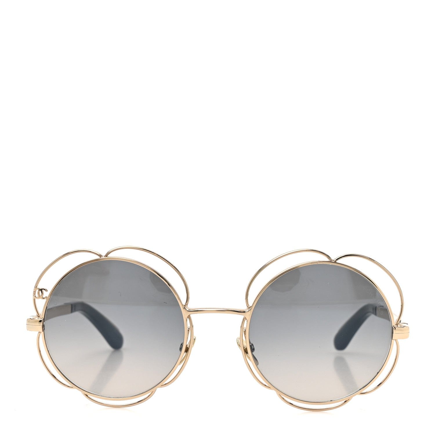 Chanel Metal Round Camellia Sunglasses 71573 Gold