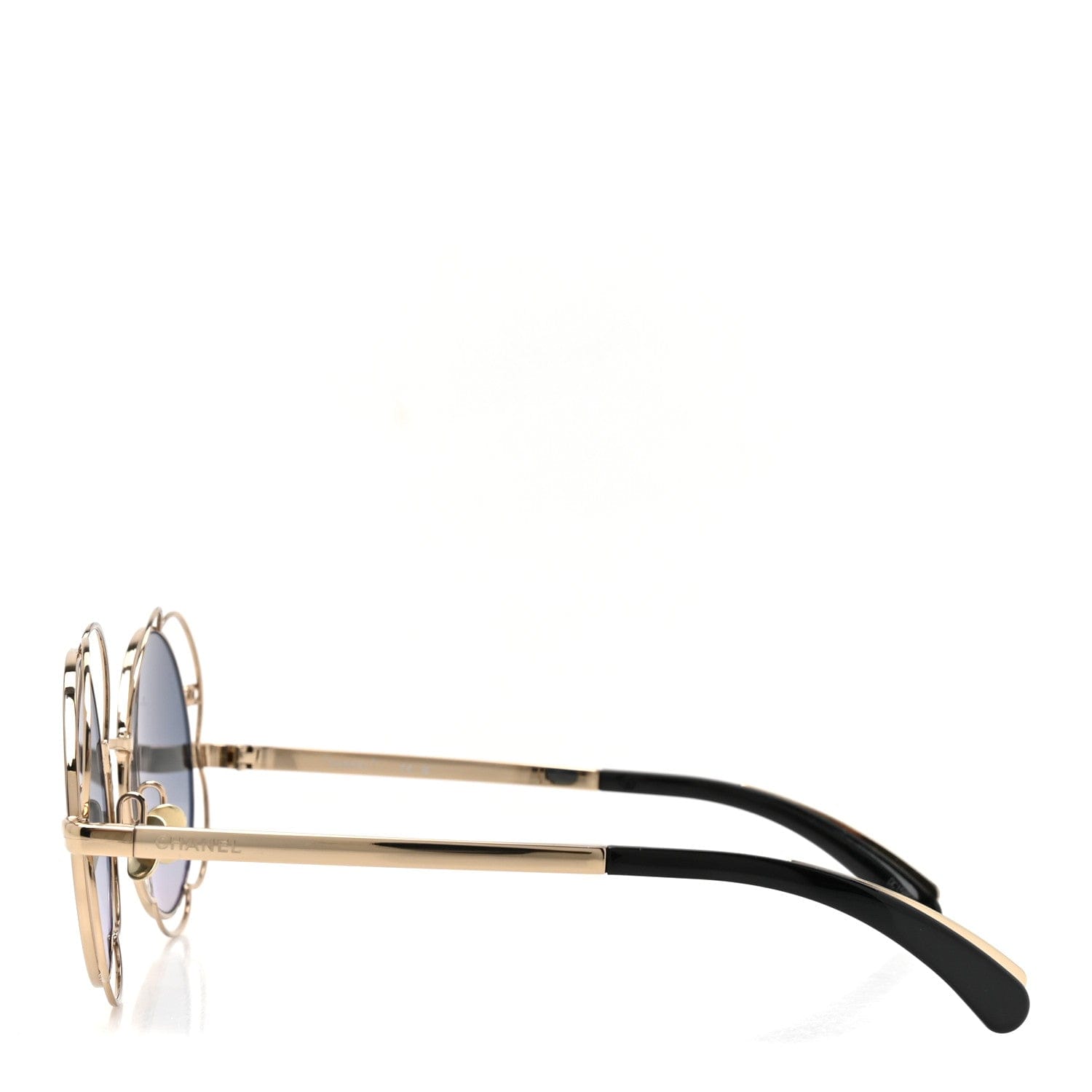 Chanel Metal Round Camellia Sunglasses 71573 Gold