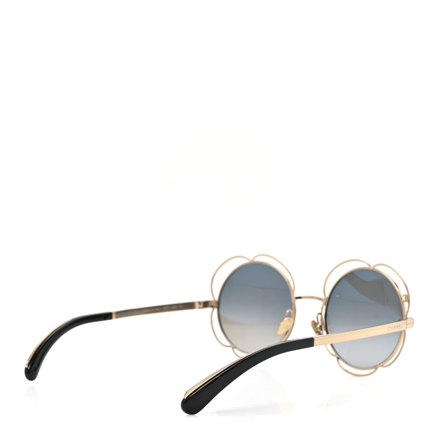Chanel Metal Round Camellia Sunglasses 71573 Gold