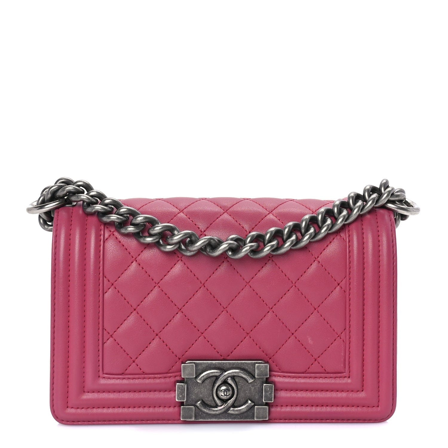Chanel Lambskin Quilted Small Boy Flap Dark Pink