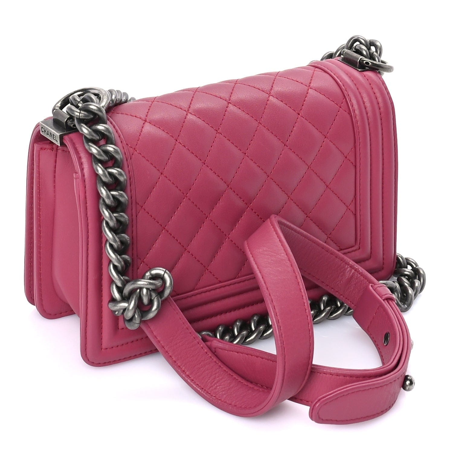 Chanel Lambskin Quilted Small Boy Flap Dark Pink