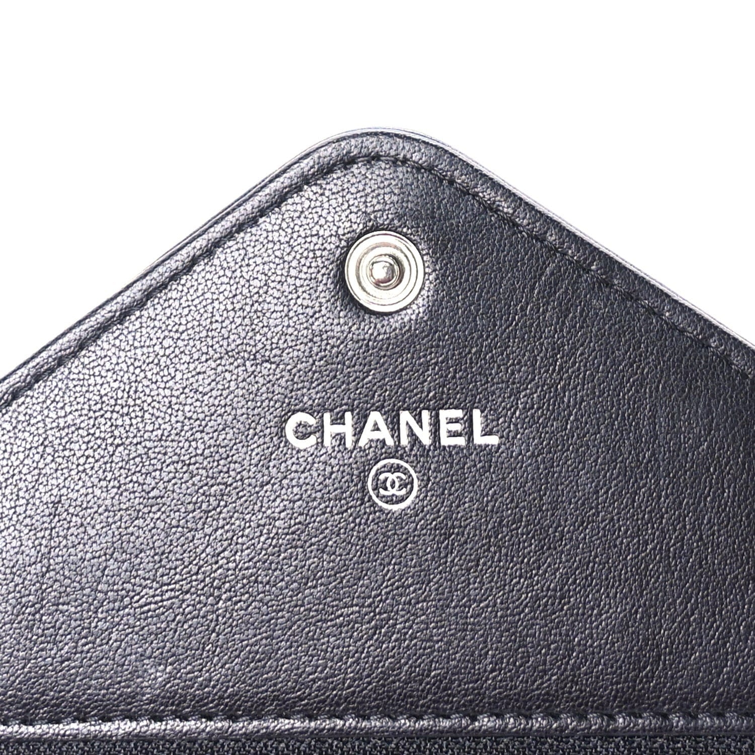 Chanel Sheepskin Chevron Wallet On Chain WOC Black