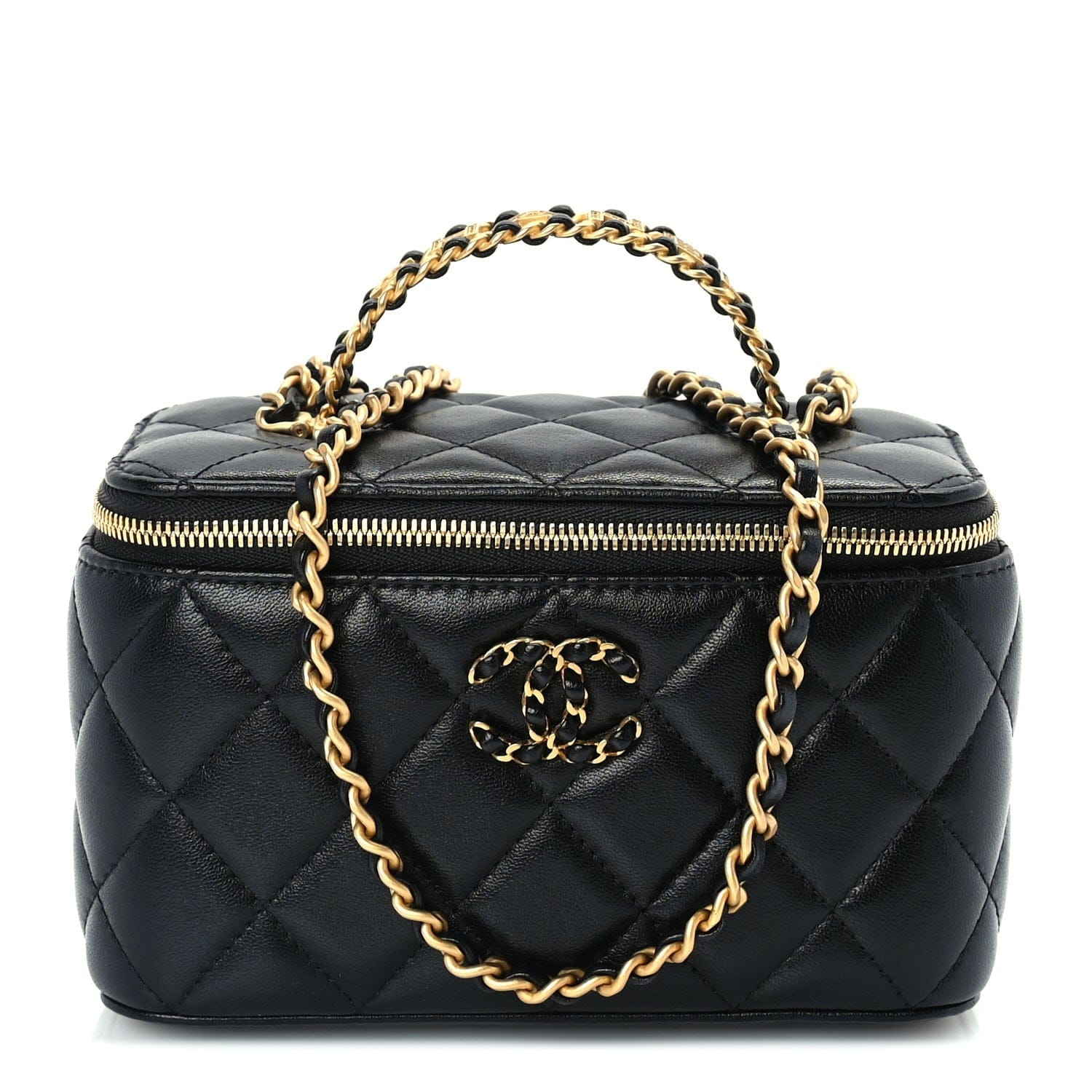 Chanel Lambskin Quilted 19 Pick Me Up Vanity Case Black