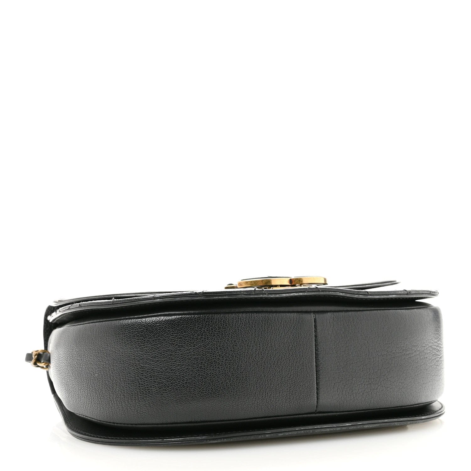 Chanel Shiny Calfskin Goatskin Quilted Medium Coco Curve Messenger Flap Black