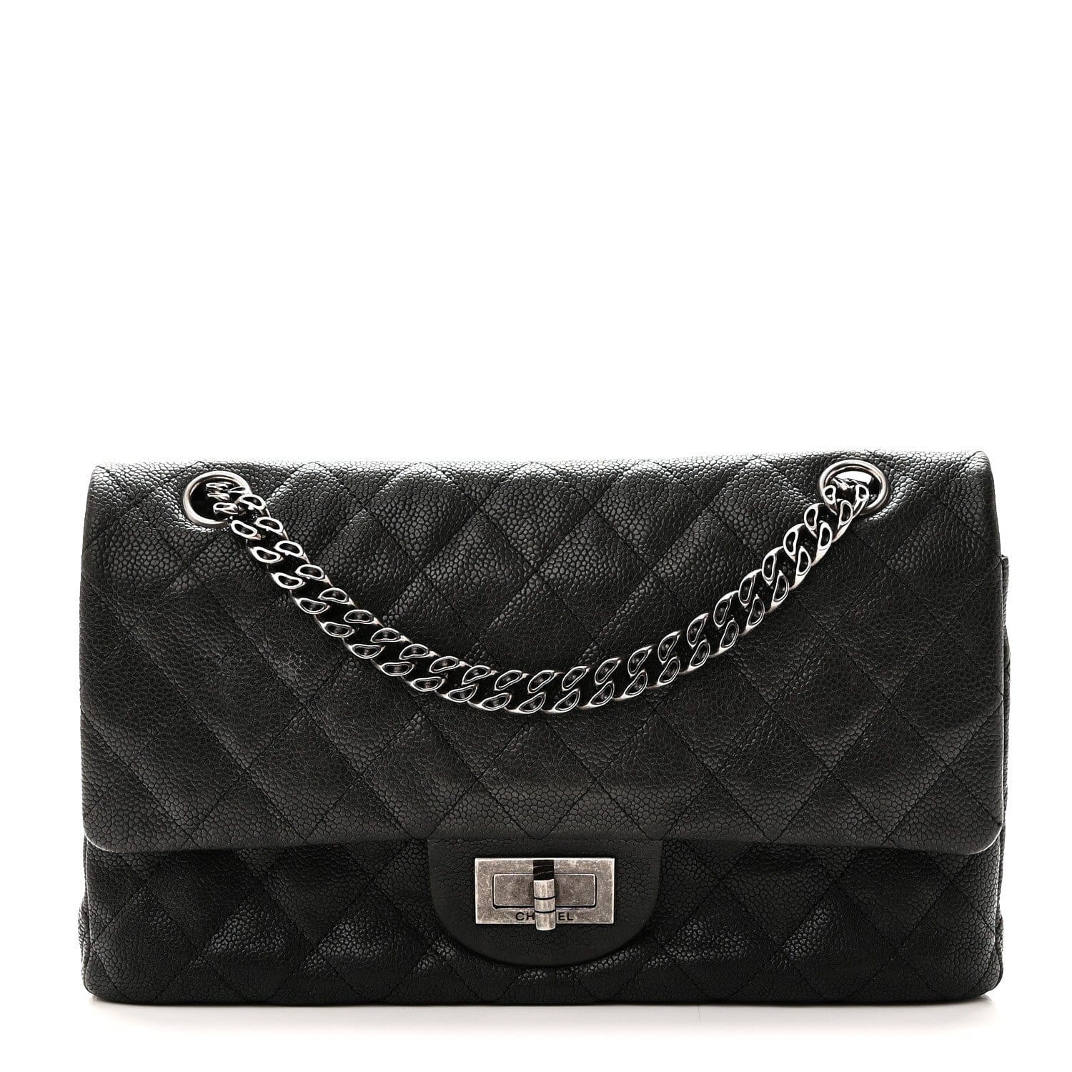 Chanel Washed Caviar Quilted 2.55 Reissue 225 Bijoux Chain Flap Black