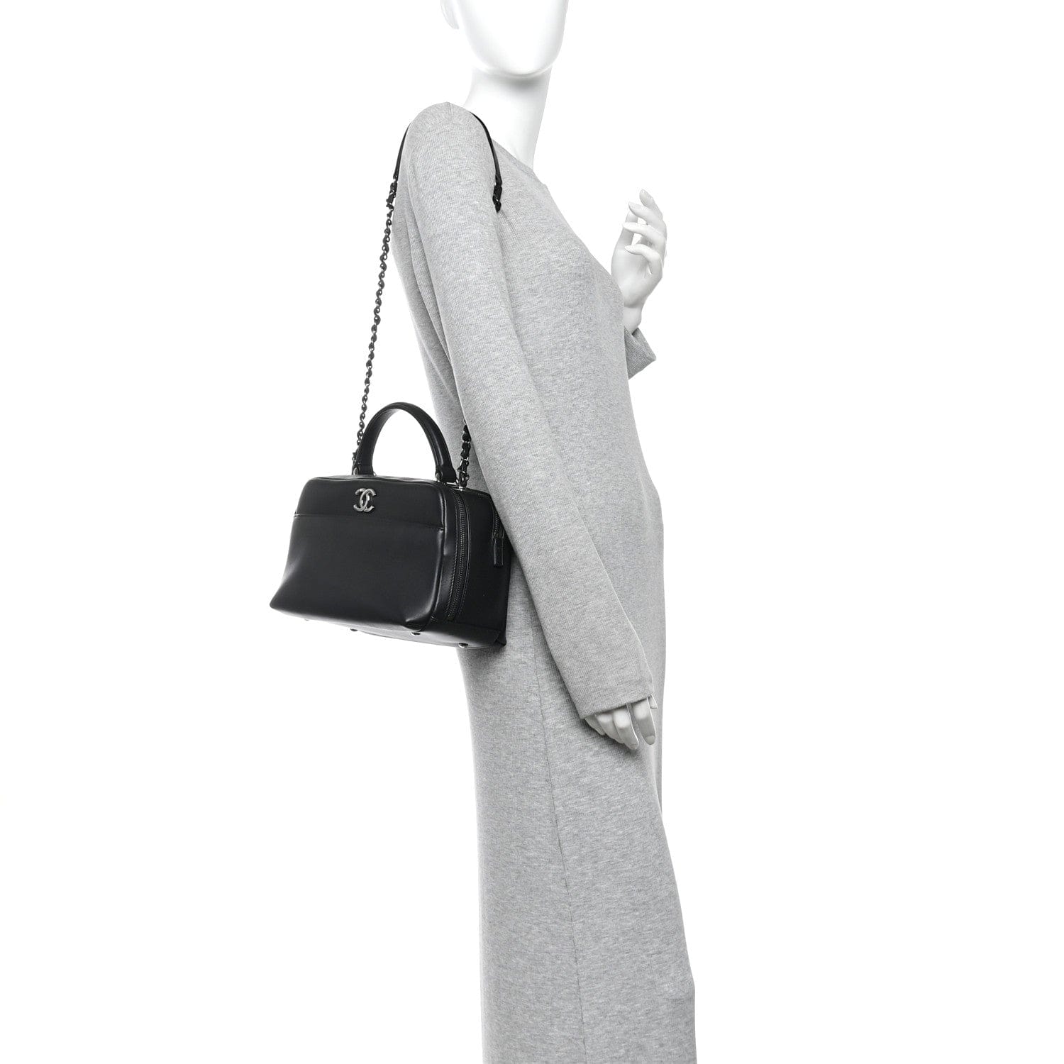 Chanel Calfskin Small Trendy CC Bowling Bag Black