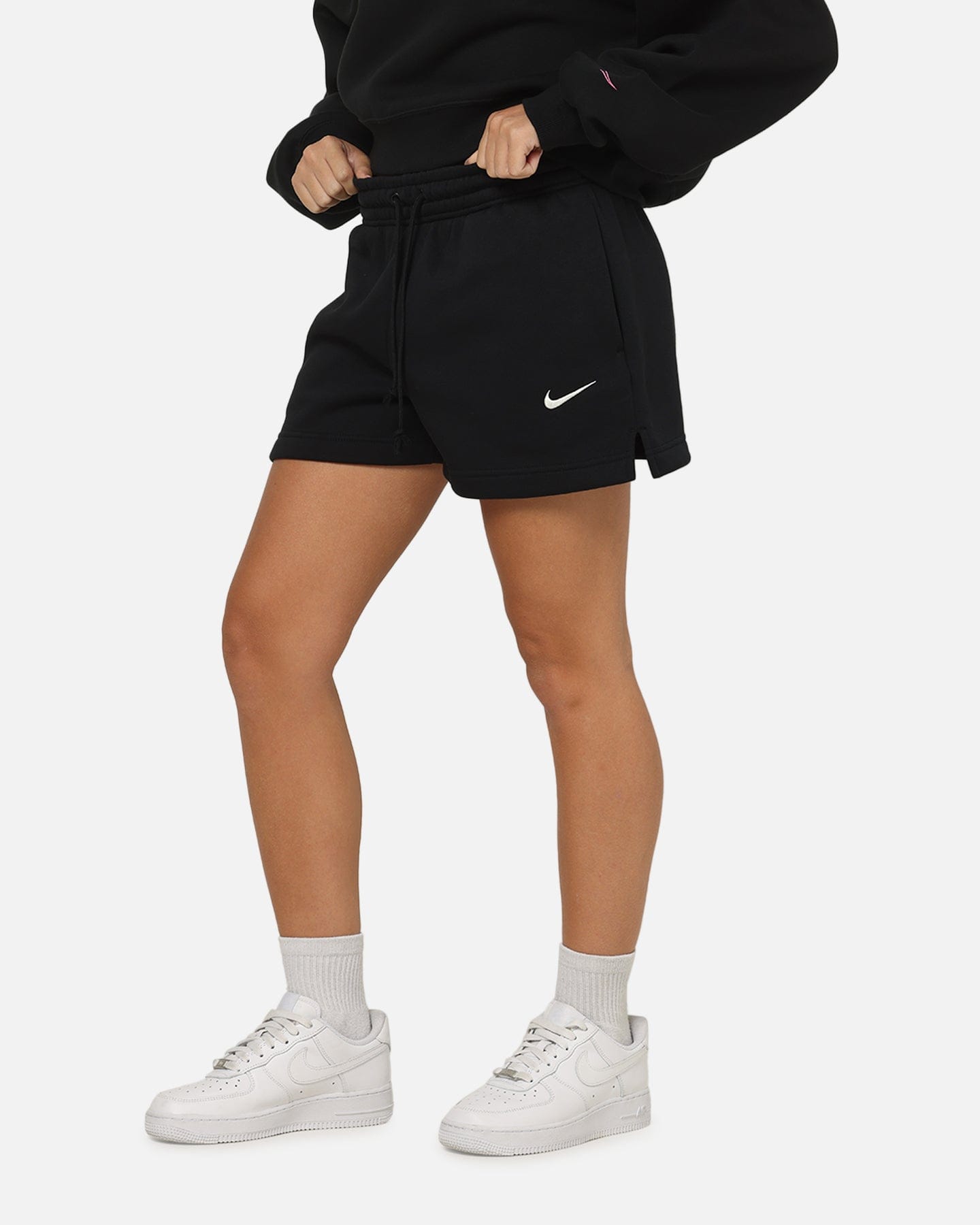 Nike Women's Sportswear Phoenix Fleece Mid - Rise 4" Shorts Black/Sail