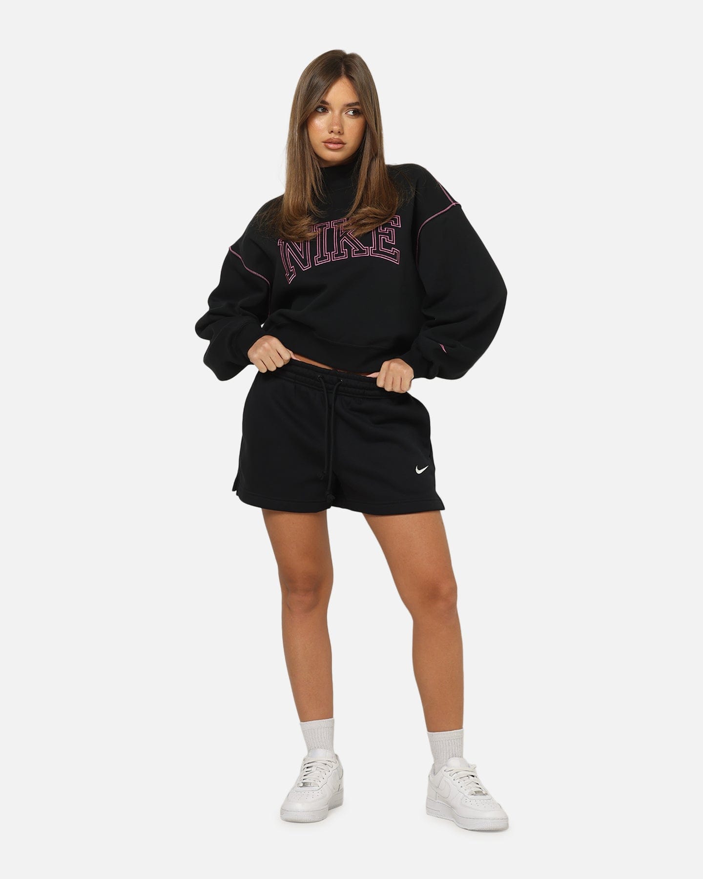 Nike Women's Sportswear Phoenix Fleece Mid - Rise 4" Shorts Black/Sail