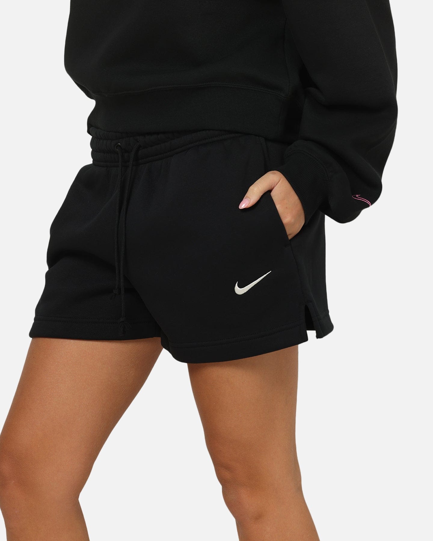 Nike Women's Sportswear Phoenix Fleece Mid - Rise 4" Shorts Black/Sail