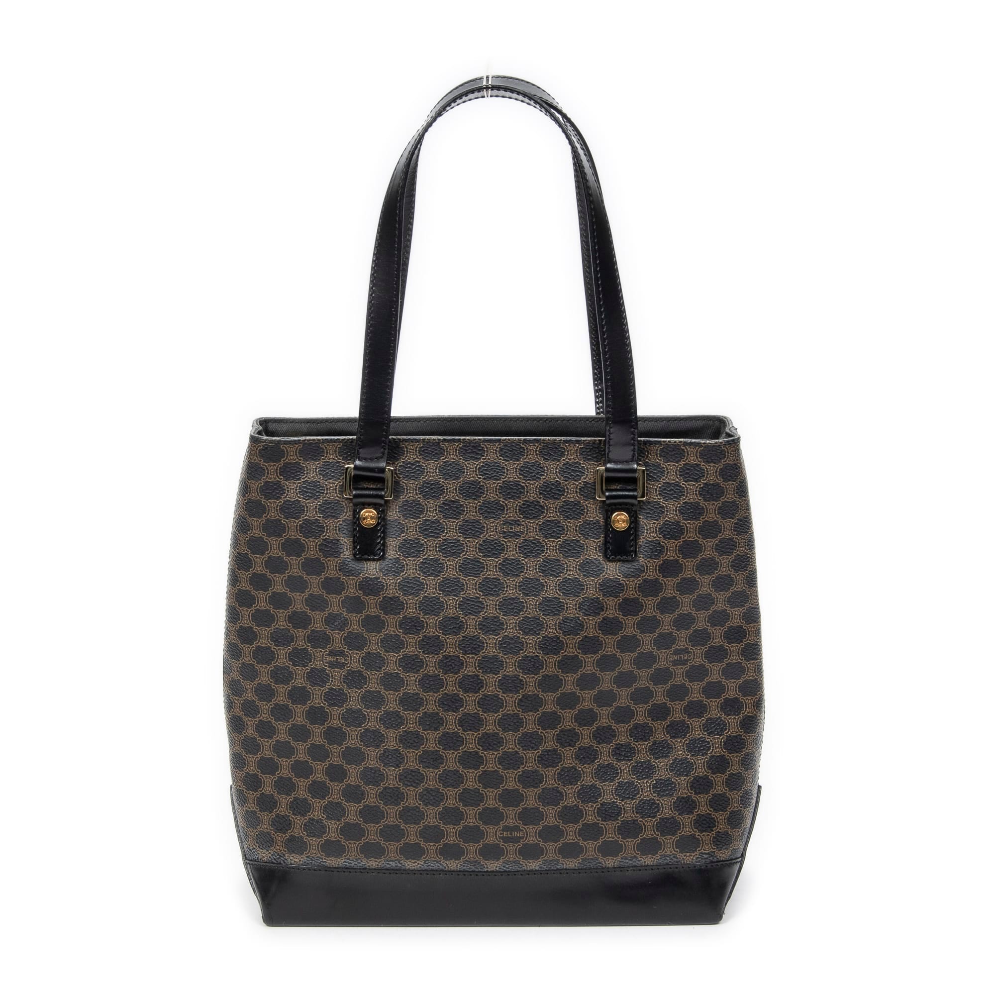 Celine Black/Brown Coated Canvas Shopping Tote ABC6037