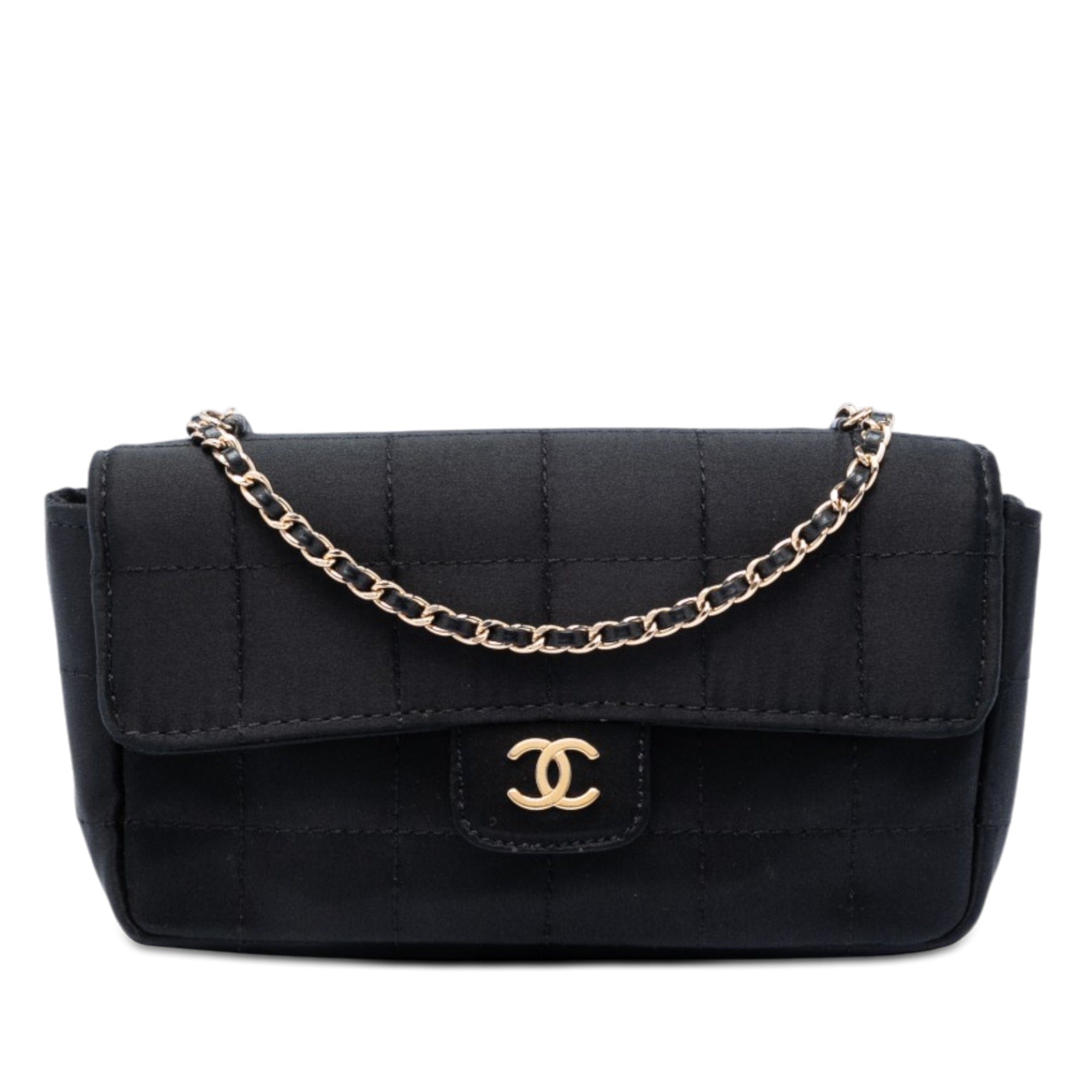 Chanel Mini Square Chocolate Bar Satin Single Flap