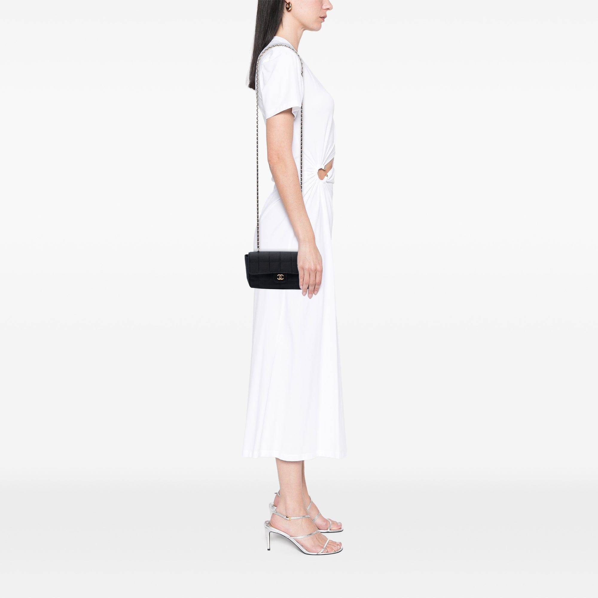 Chanel Mini Square Chocolate Bar Satin Single Flap
