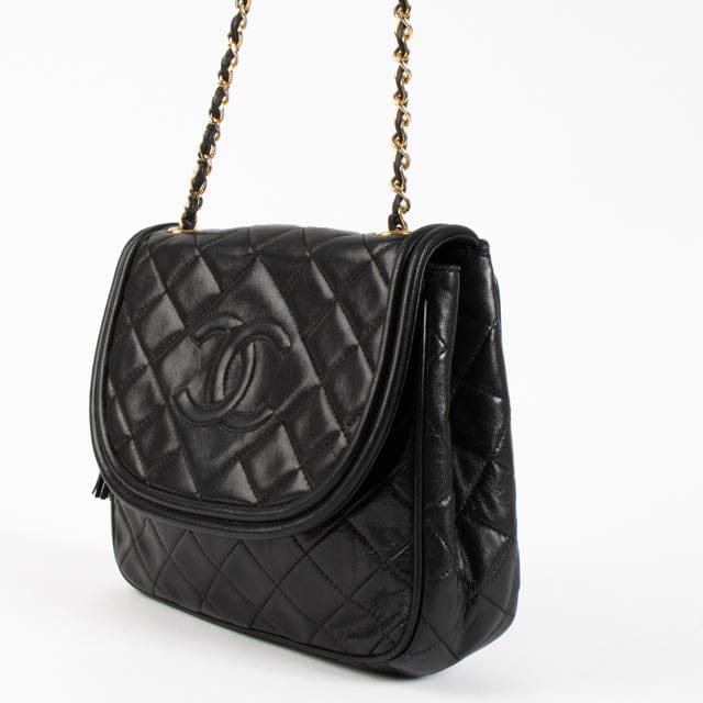 Chanel Vintage Black Lambskin Tassel Flap Bag