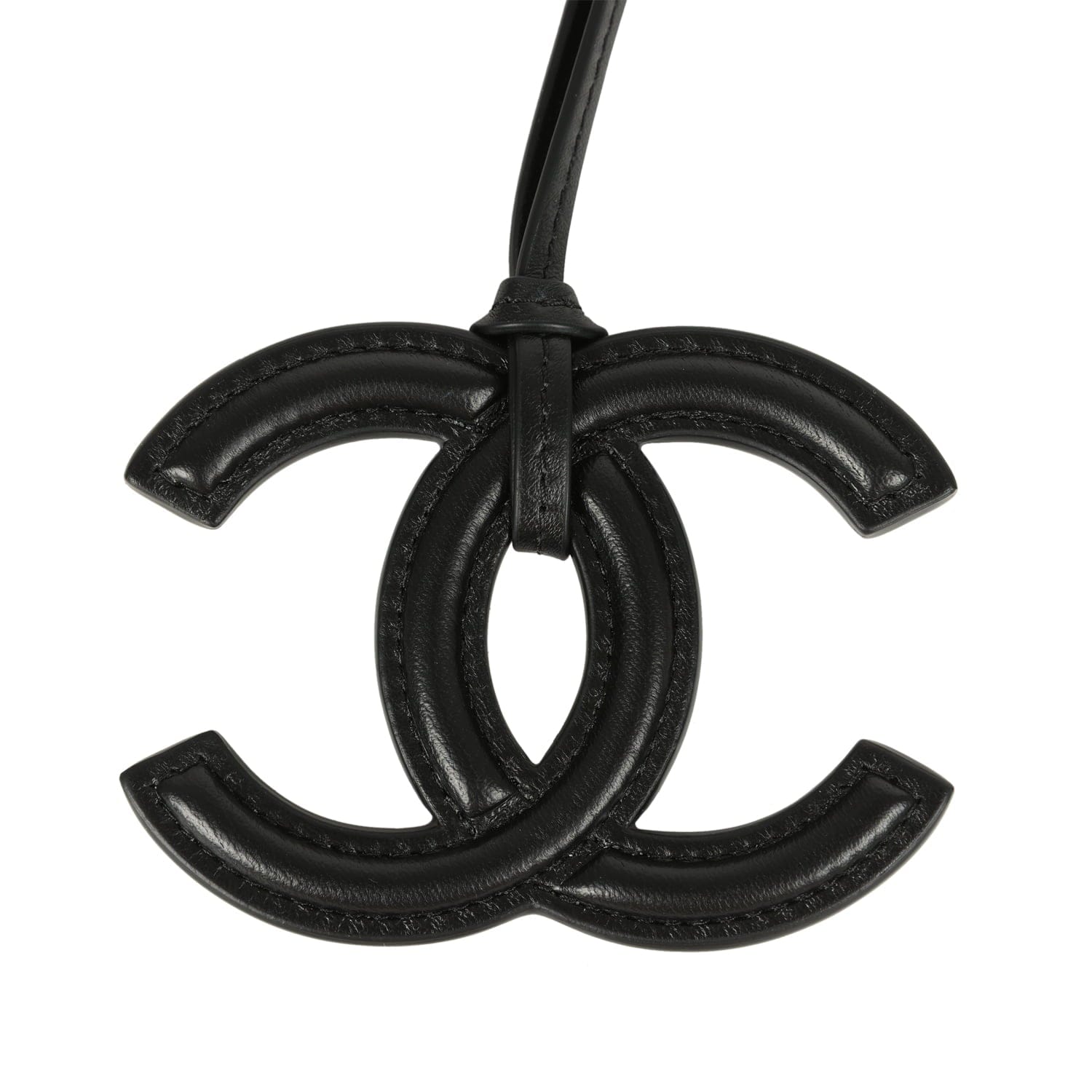 Chanel CC Logo Bag Charm Black Lambskin Gold Hardware