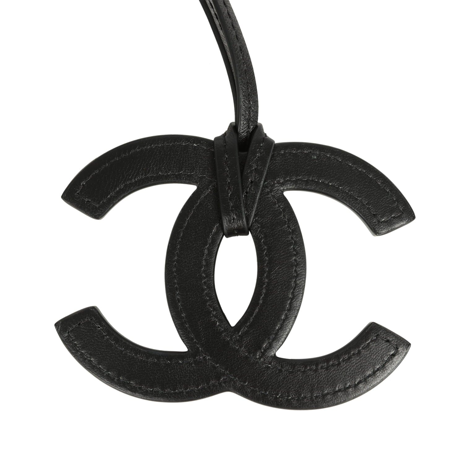 Chanel CC Logo Bag Charm Black Lambskin Gold Hardware