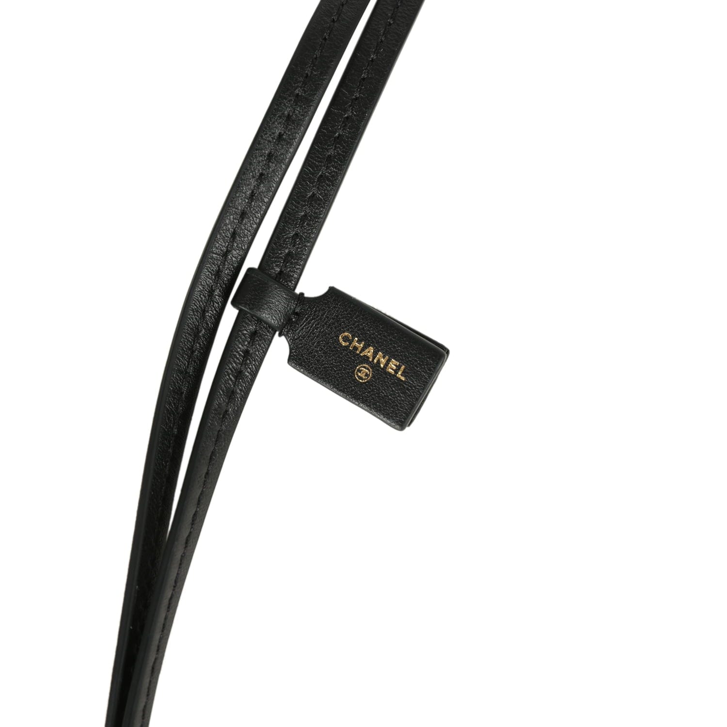 Chanel CC Logo Bag Charm Black Lambskin Gold Hardware