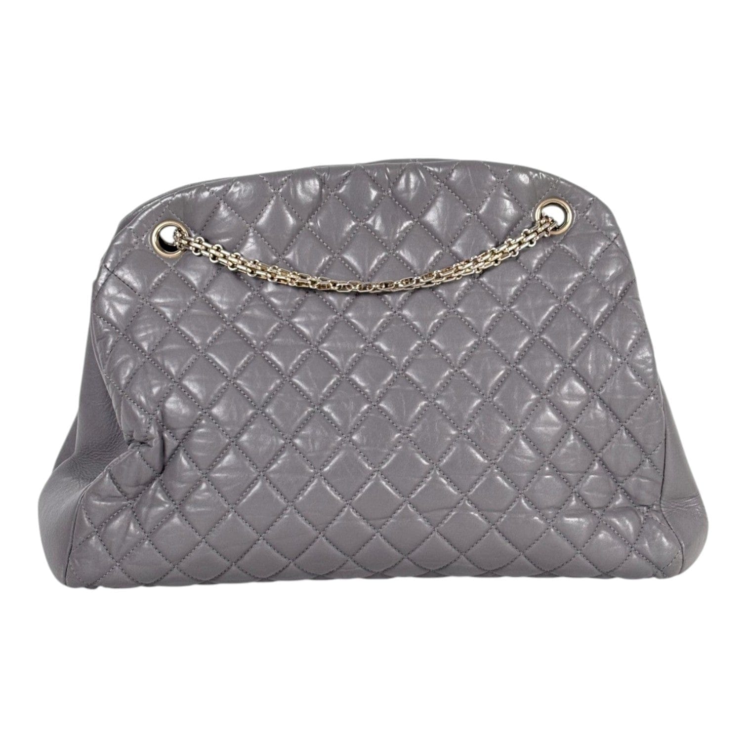 Chanel Vintage Grey Bowling Bag in Calfskin