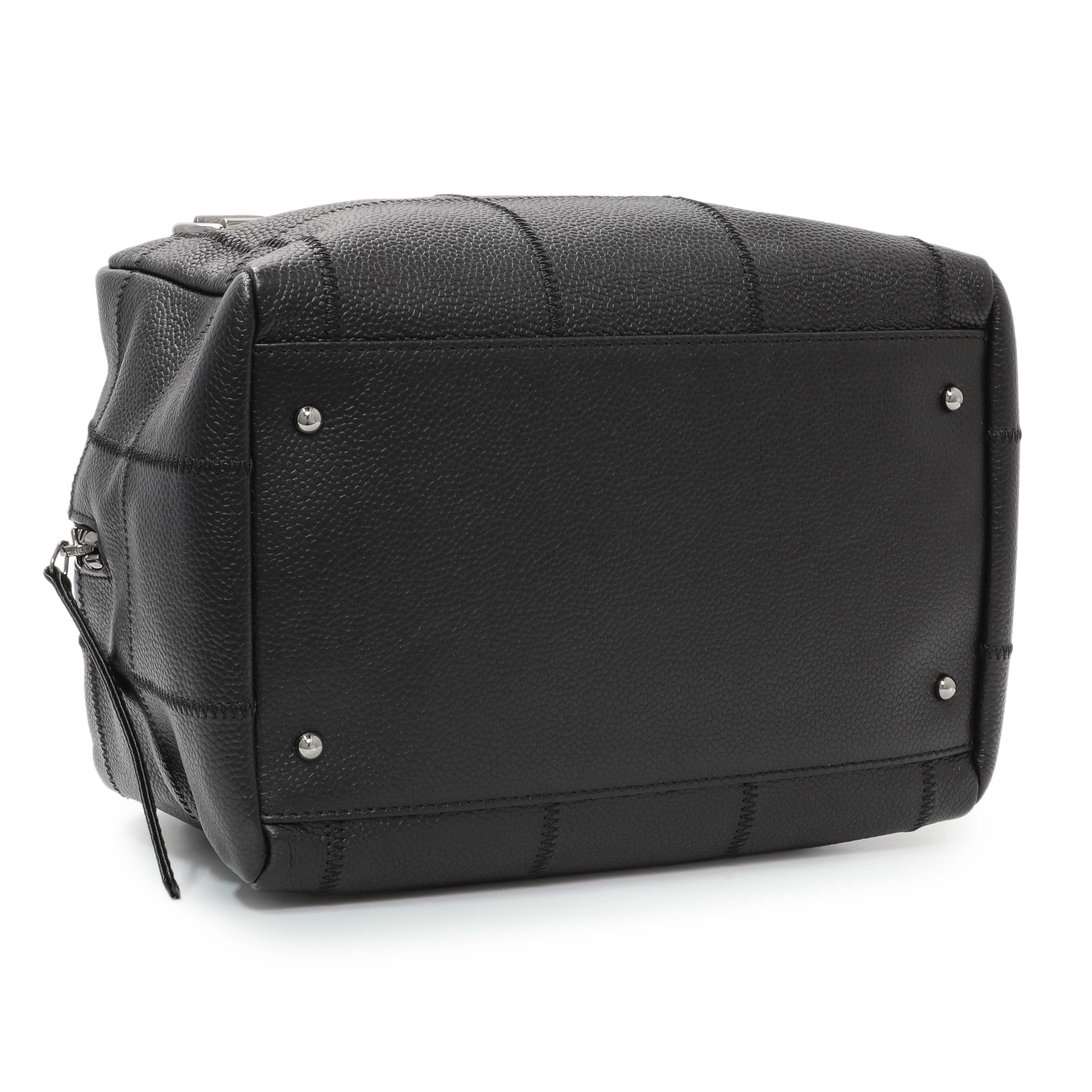Chanel Vintage Black Caviar Square Quilted Stitched Bowler Bag